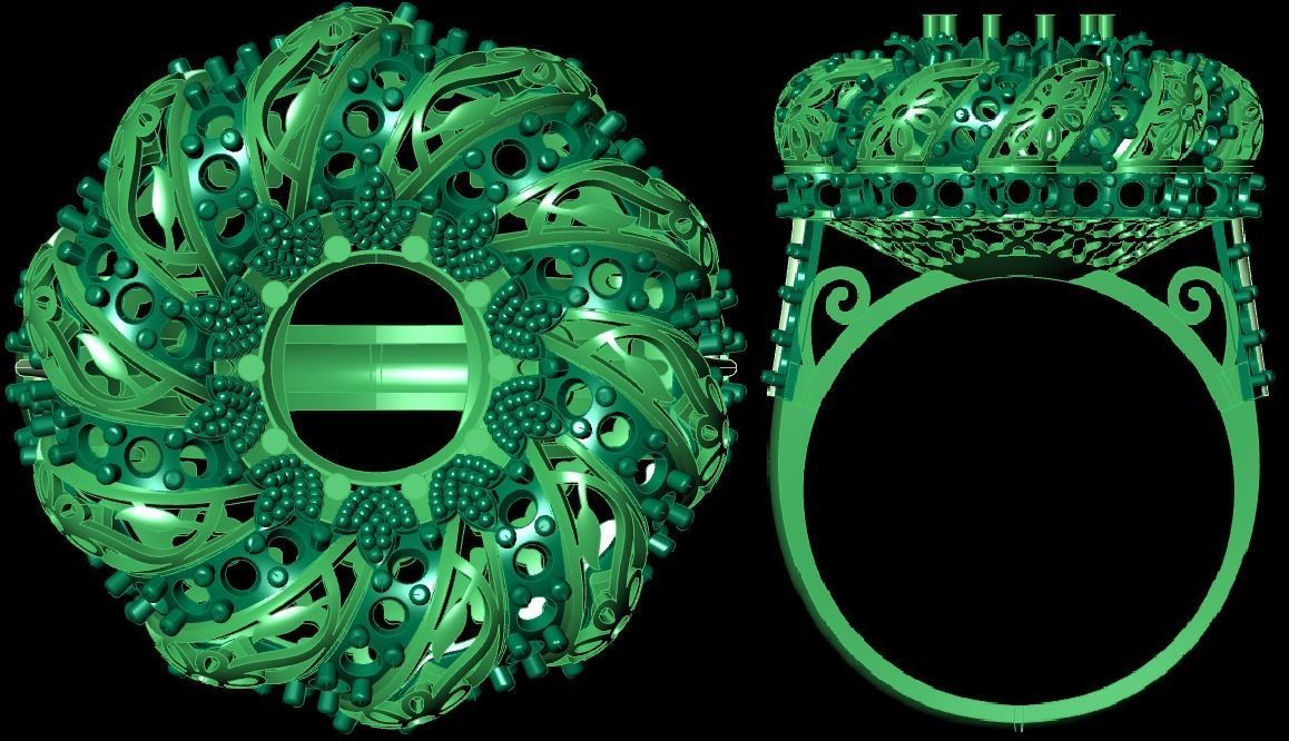  Bulk Rings 3dm with stones and flowers work-22 3D print model 3D print model_14