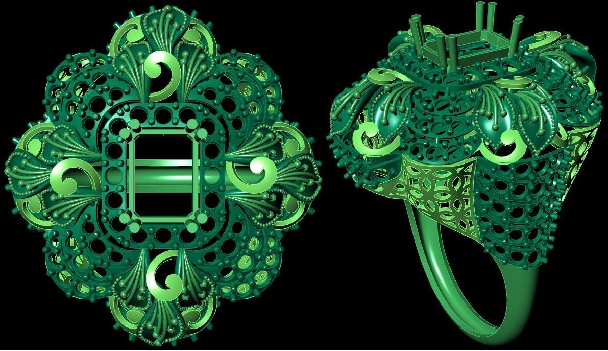  Bulk Rings 3dm with stones and flowers work-22 3D print model 3D print model_18