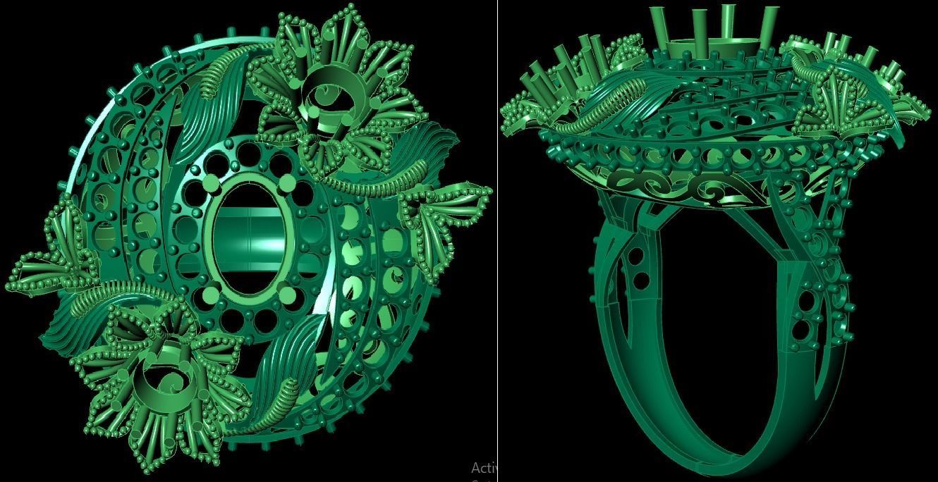  Bulk Rings 3dm with stones and flowers work-22 3D print model 3D print model_16