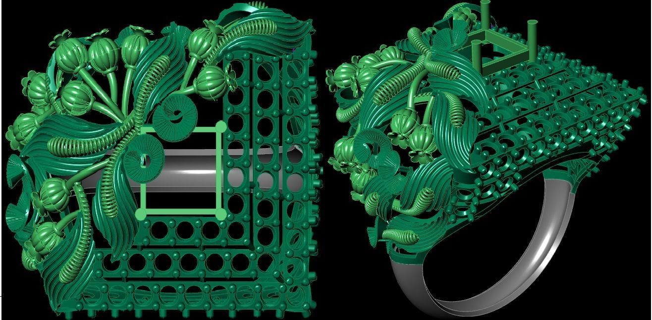  Bulk Rings 3dm with stones and flowers work-22 3D print model 3D print model_20