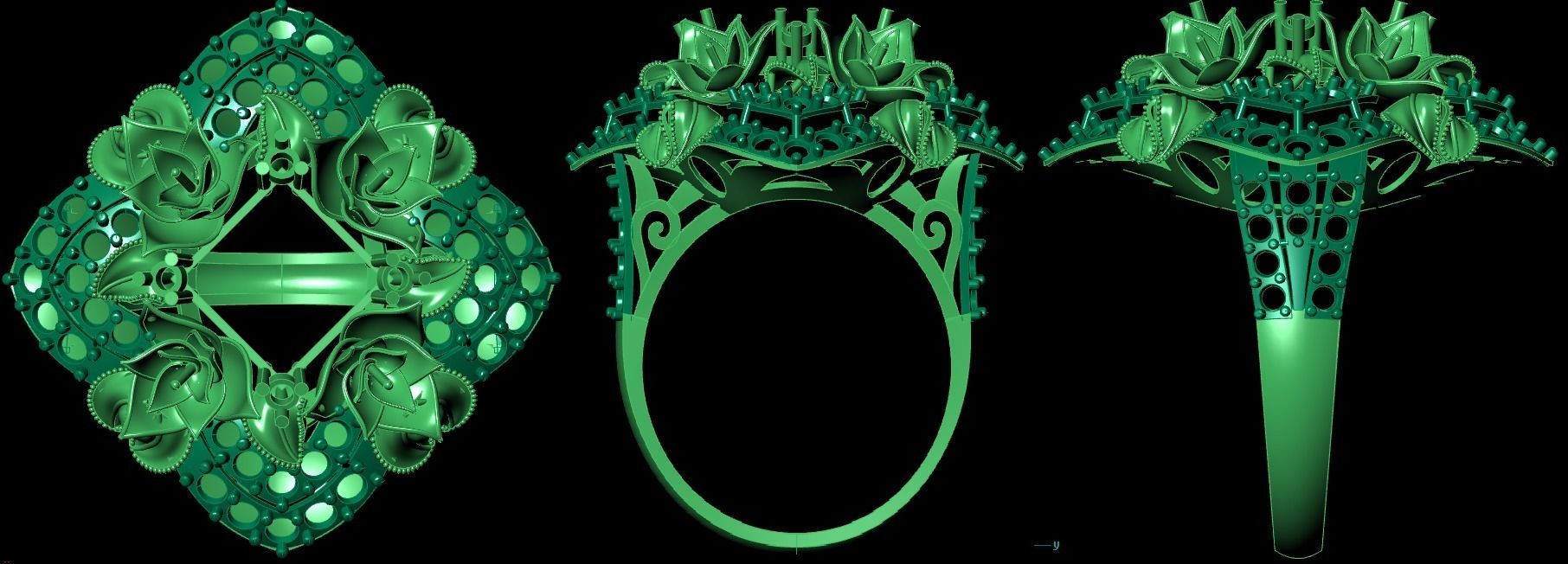  Bulk Rings 3dm with stones and flowers work-22 3D print model 3D print model_13