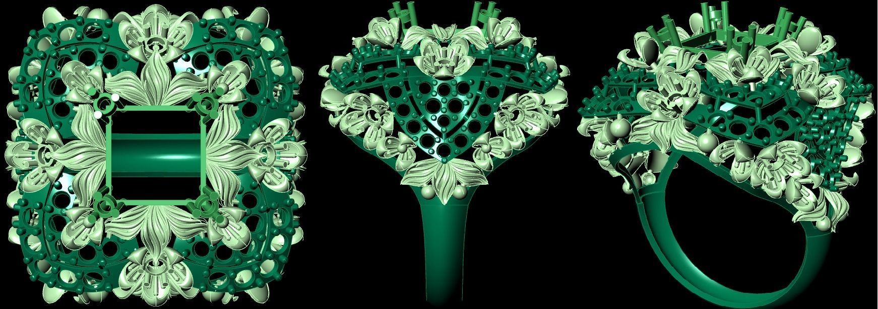  Bulk Rings 3dm with stones and flowers work-22 3D print model 3D print model_4