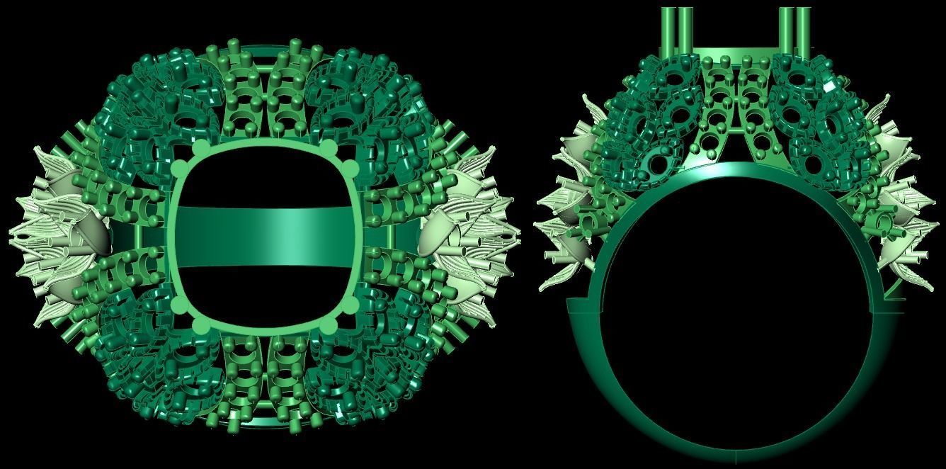  Bulk Rings 3dm with stones and flowers work-22 3D print model 3D print model_8