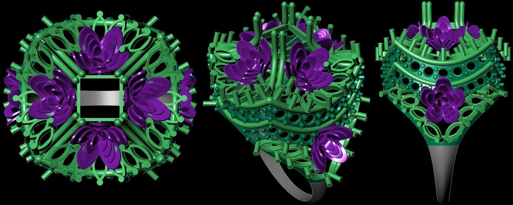  Bulk Rings 3dm with stones and flowers work-22 3D print model 3D print model_7