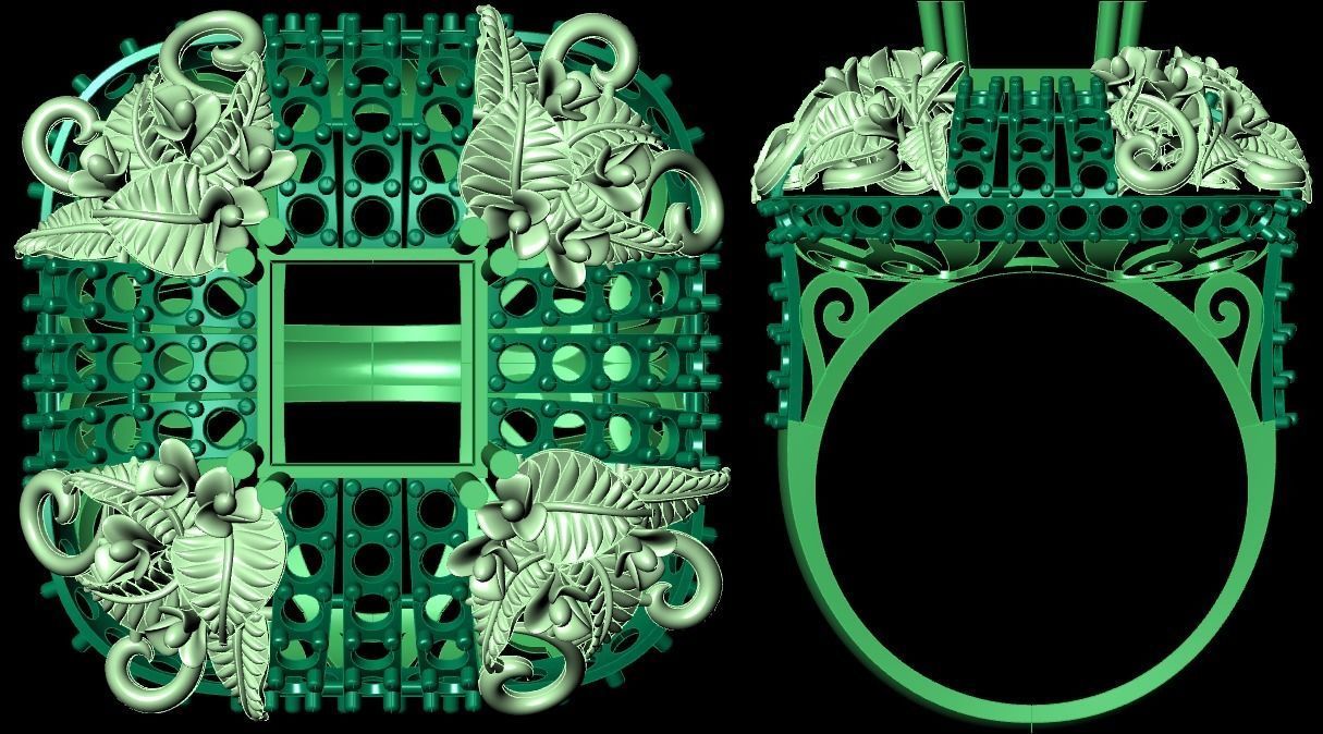  Bulk Rings 3dm with stones and flowers work-22 3D print model 3D print model_11