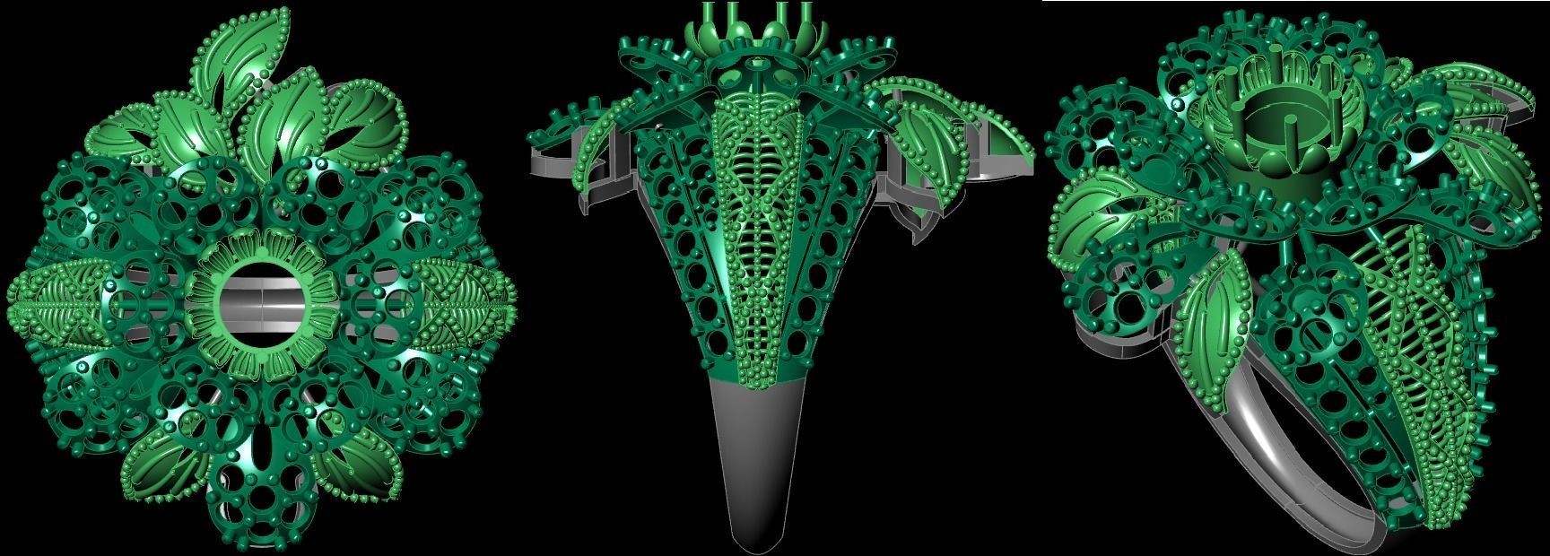  Bulk Rings 3dm with stones and flowers work-22 3D print model 3D print model_3