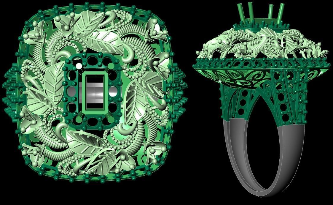  Bulk Rings 3dm with stones and flowers work-22 3D print model 3D print model_10