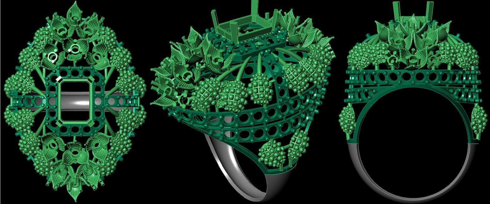  Bulk Rings 3dm with stones and flowers work-22 3D print model 3D print model_6