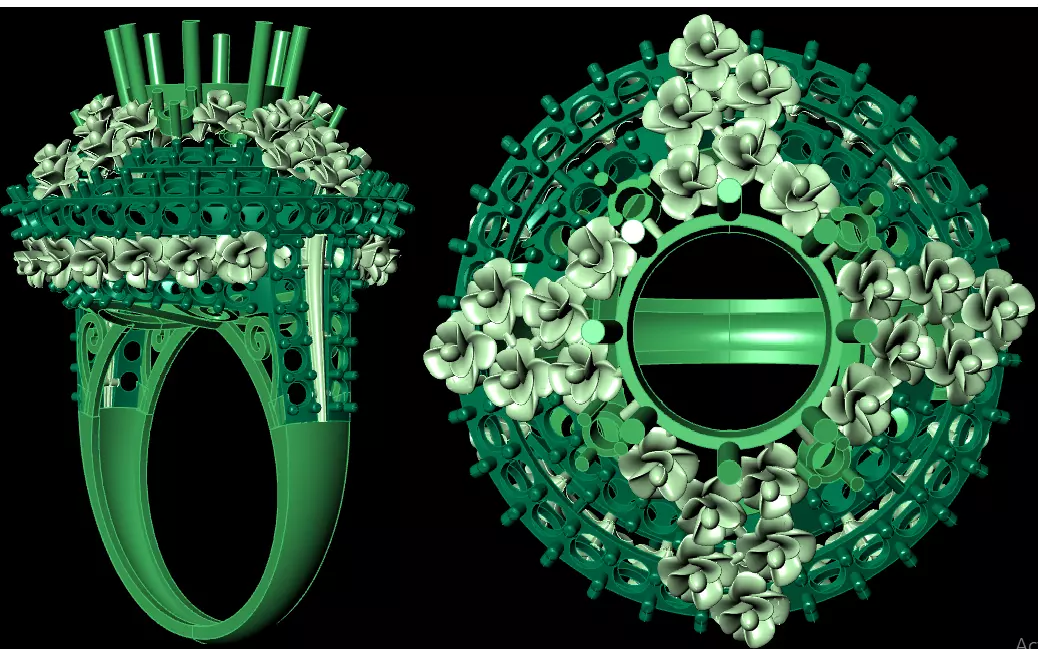  Bulk Rings 3dm with stones and flowers work-22 3D print model 3D print model_0