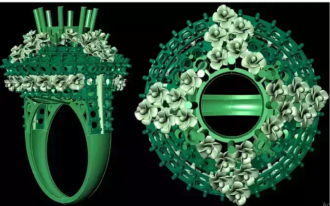  Bulk Rings 3dm with stones and flowers work-22 3D print model