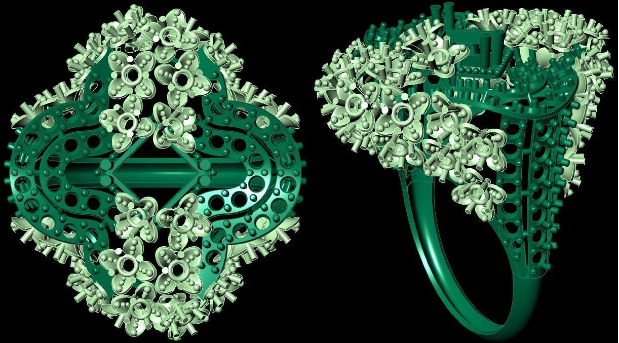  Bulk Rings 3dm with stones and flowers work-22 3D print model 3D print model_17