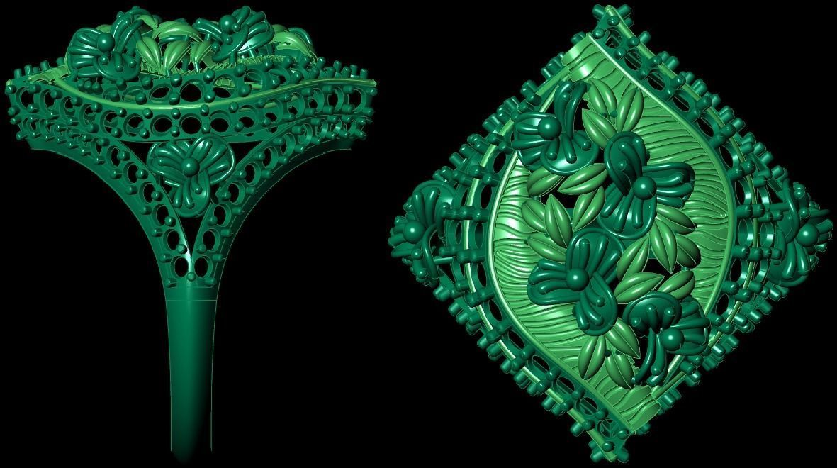  Bulk Rings 3dm with stones and flowers work-22 3D print model 3D print model_15