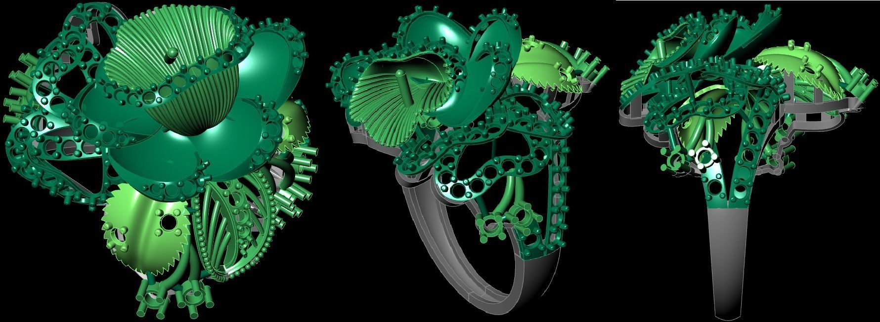  Bulk Rings 3dm with stones and flowers work-22 3D print model 3D print model_5