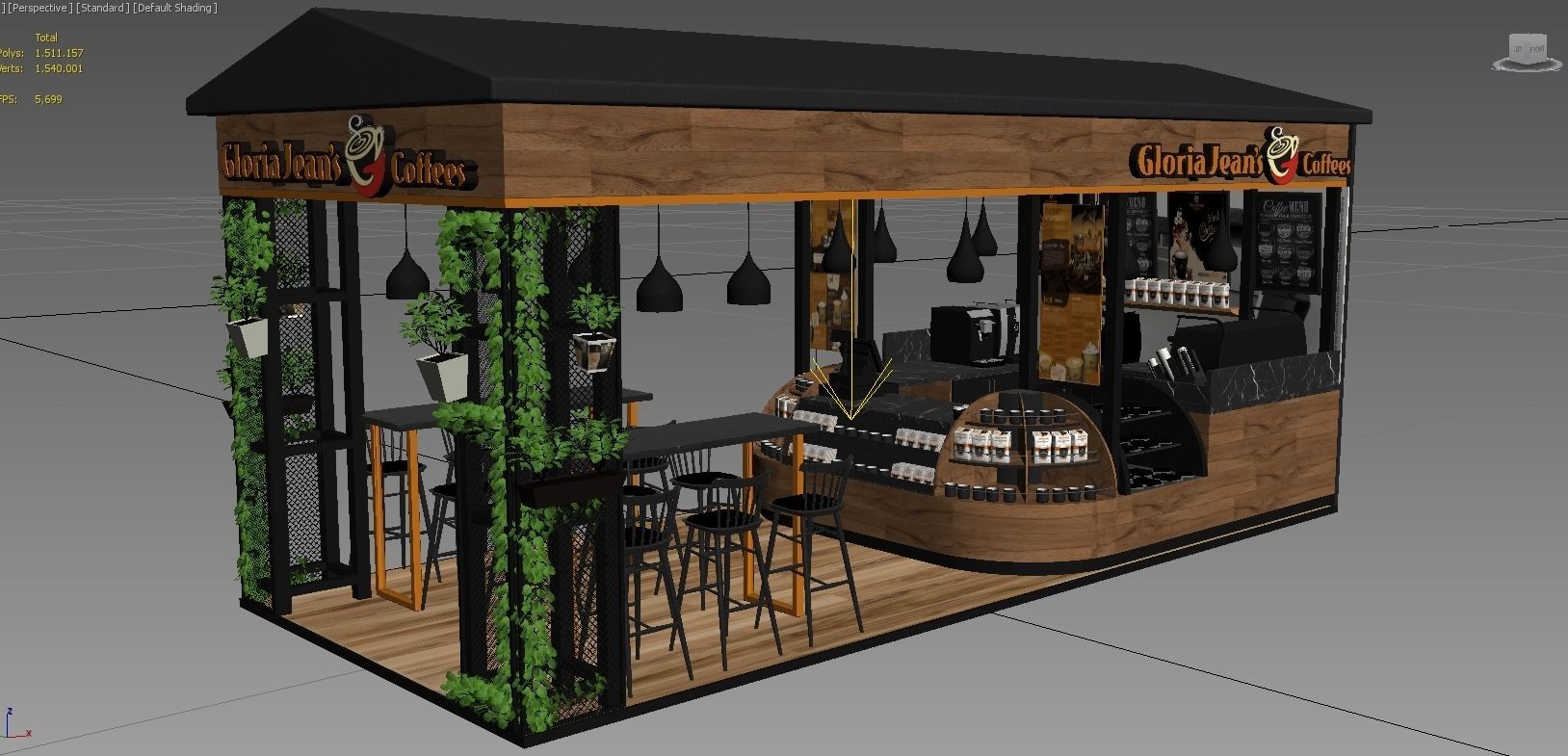 cafe lounge 3d model coffee bar 3d model  3D model_9