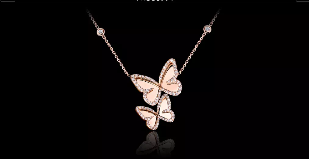 YD284 rose gold butterfly necklace with diamonds 3D print model_0