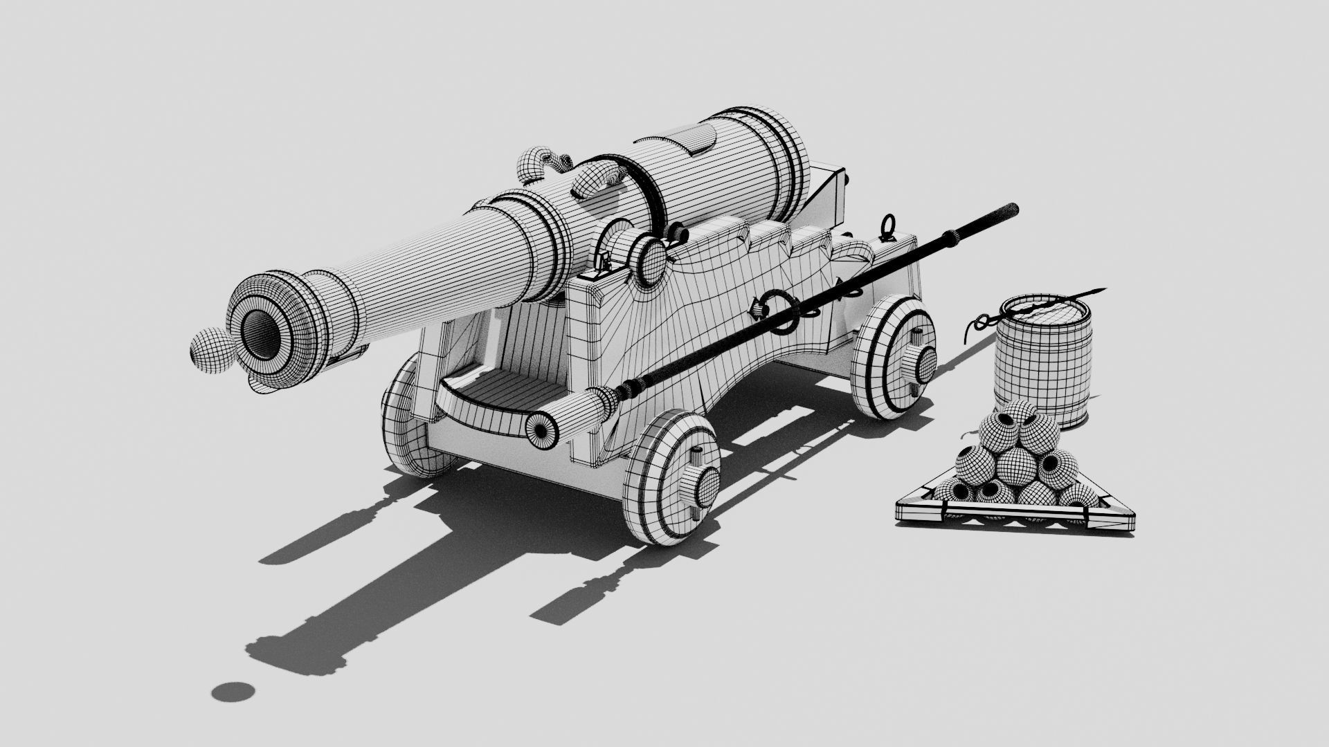 O Kit 01 Cannon Kit 04 of 05 treasure cannon Low-poly 3D model_11