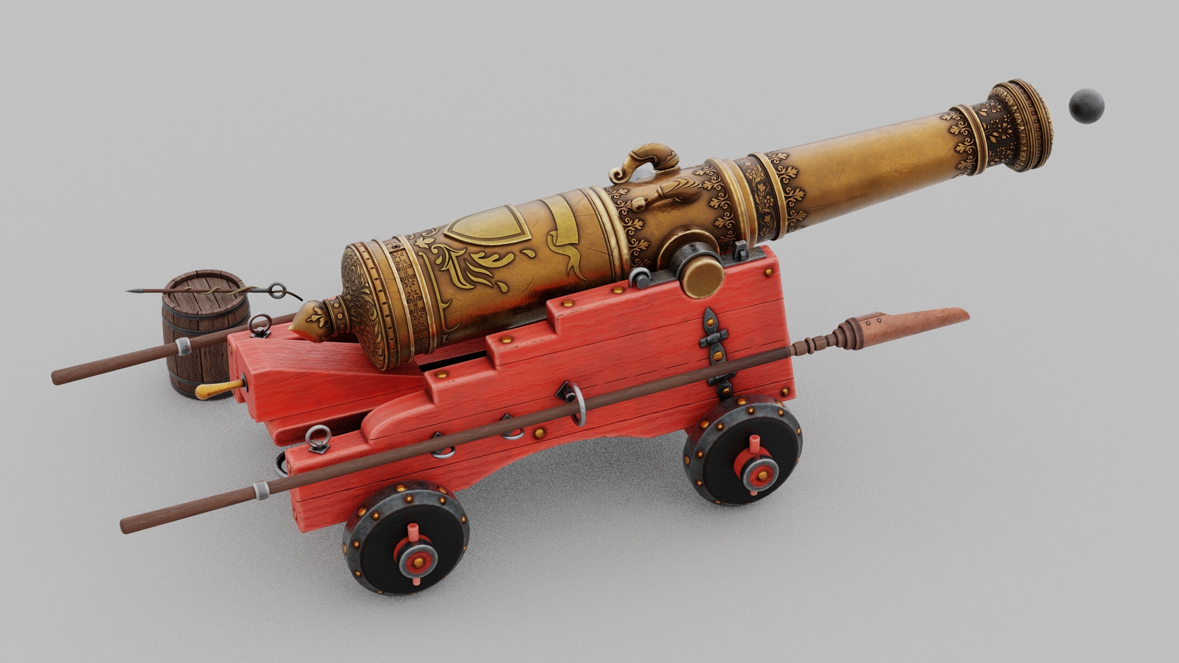 O Kit 01 Cannon Kit 04 of 05 treasure cannon Low-poly 3D model_2