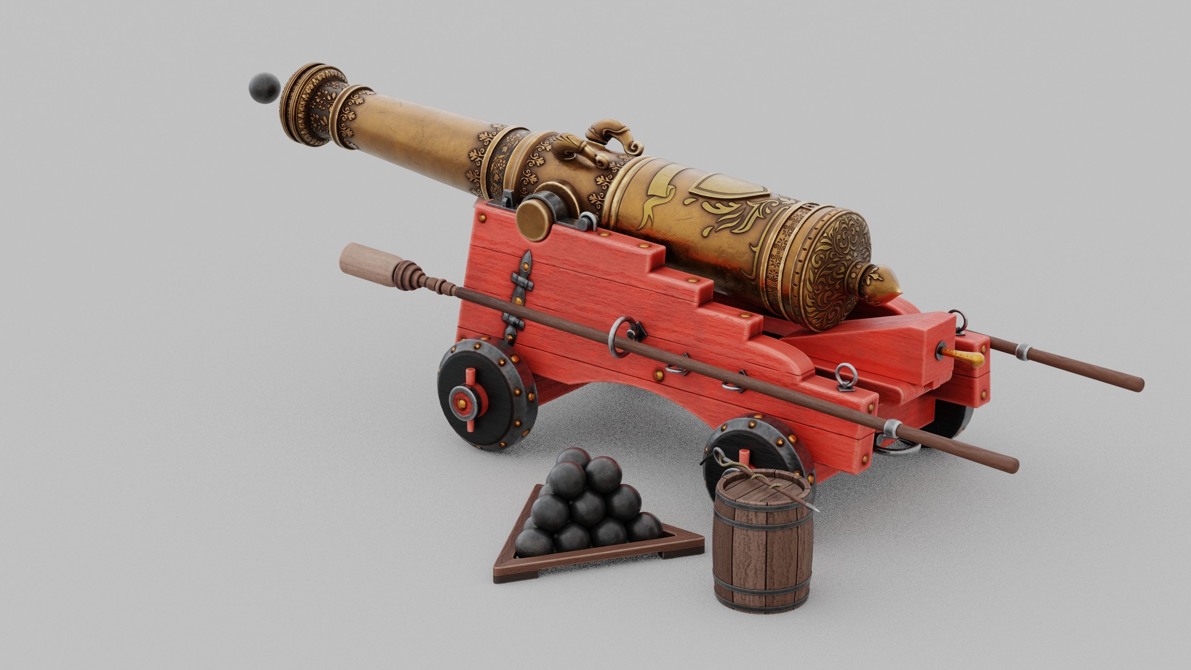 O Kit 01 Cannon Kit 04 of 05 treasure cannon Low-poly 3D model_1