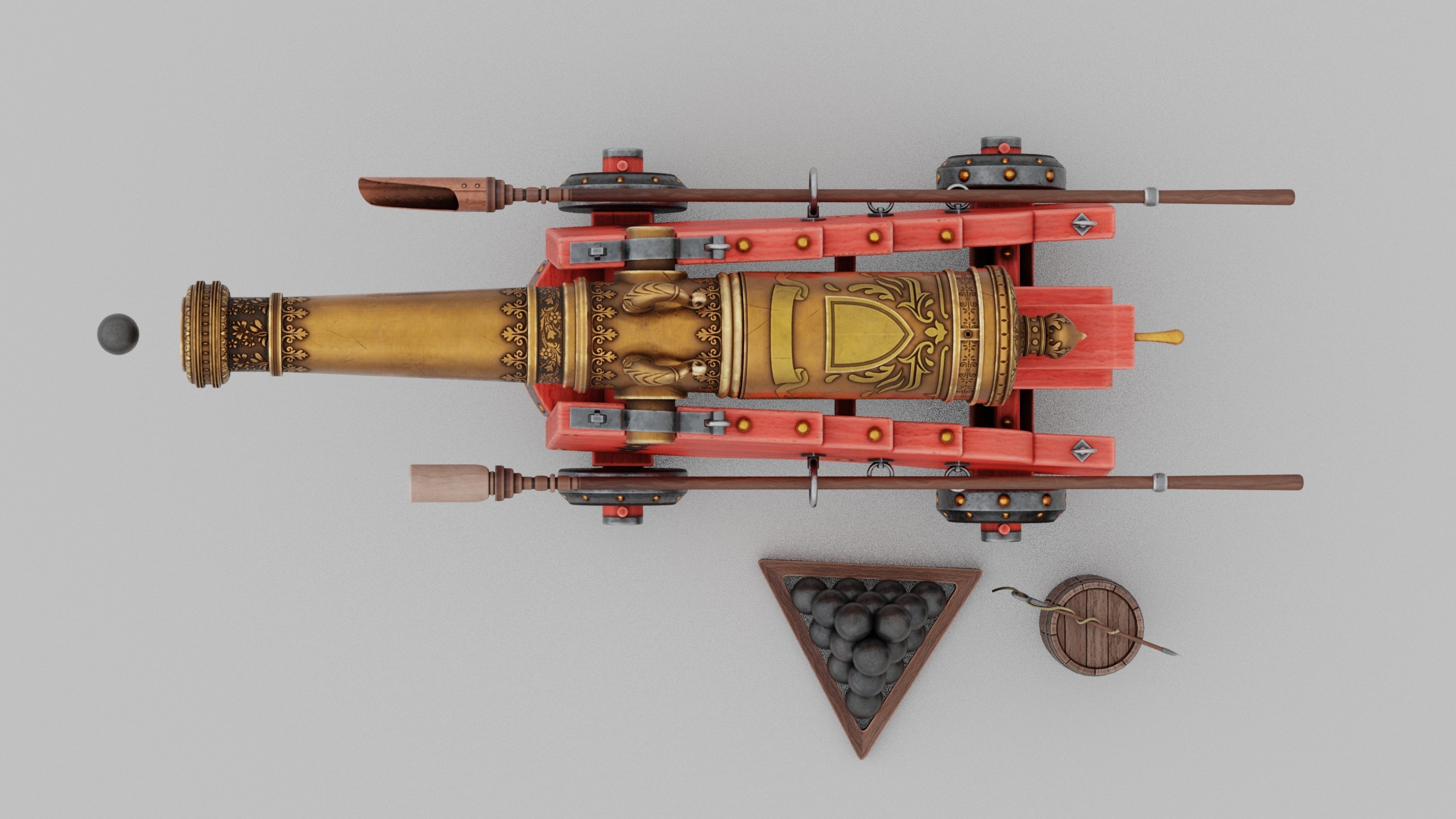 O Kit 01 Cannon Kit 04 of 05 treasure cannon Low-poly 3D model_3