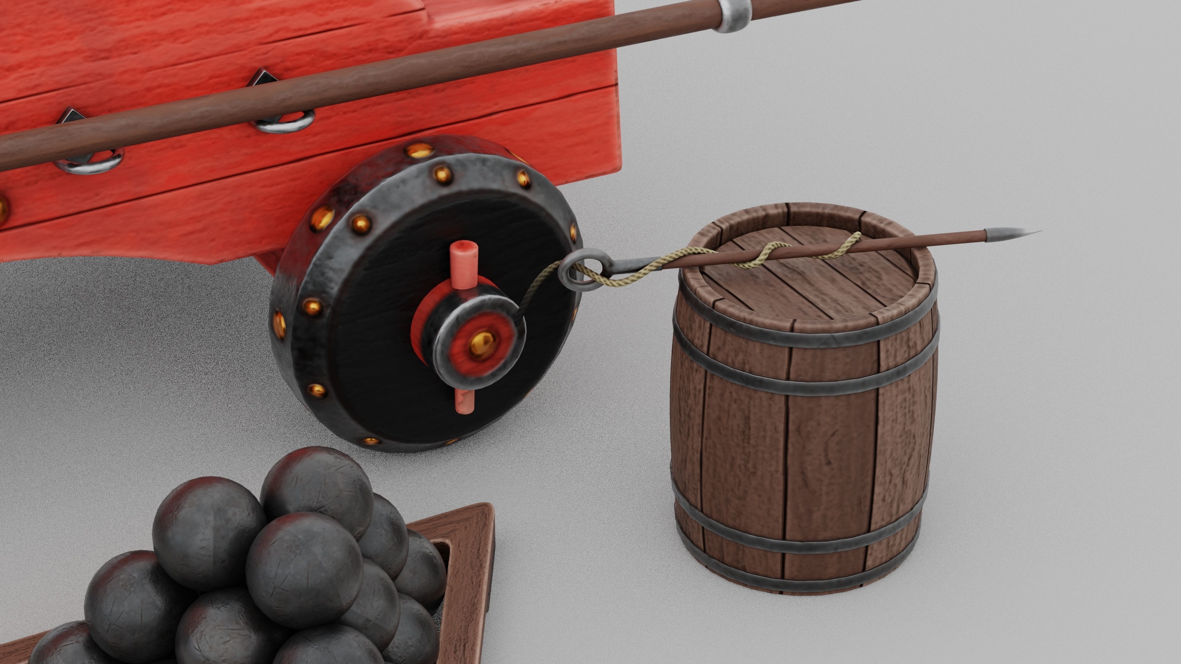 O Kit 01 Cannon Kit 04 of 05 treasure cannon Low-poly 3D model_8