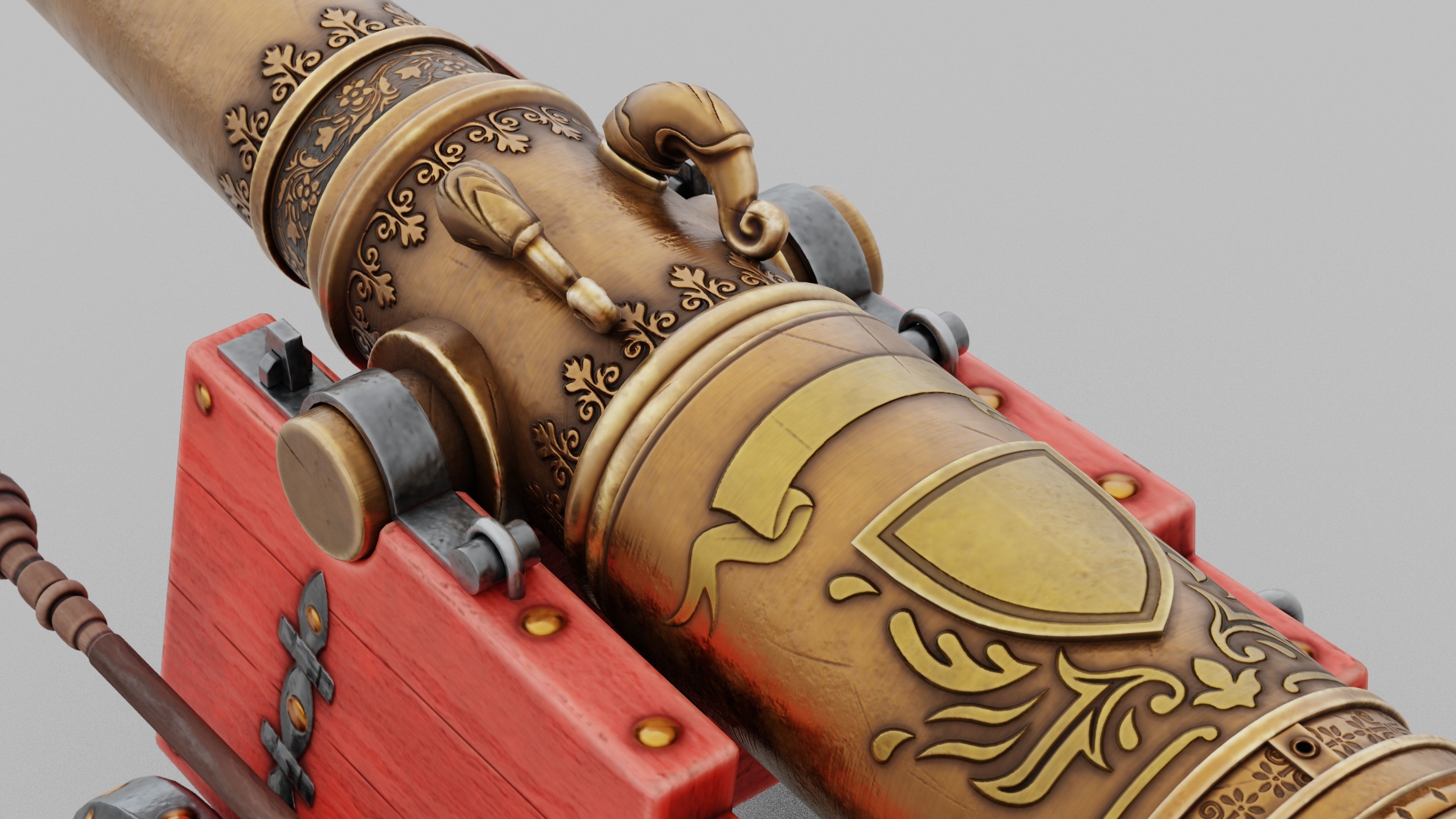 O Kit 01 Cannon Kit 04 of 05 treasure cannon Low-poly 3D model_4