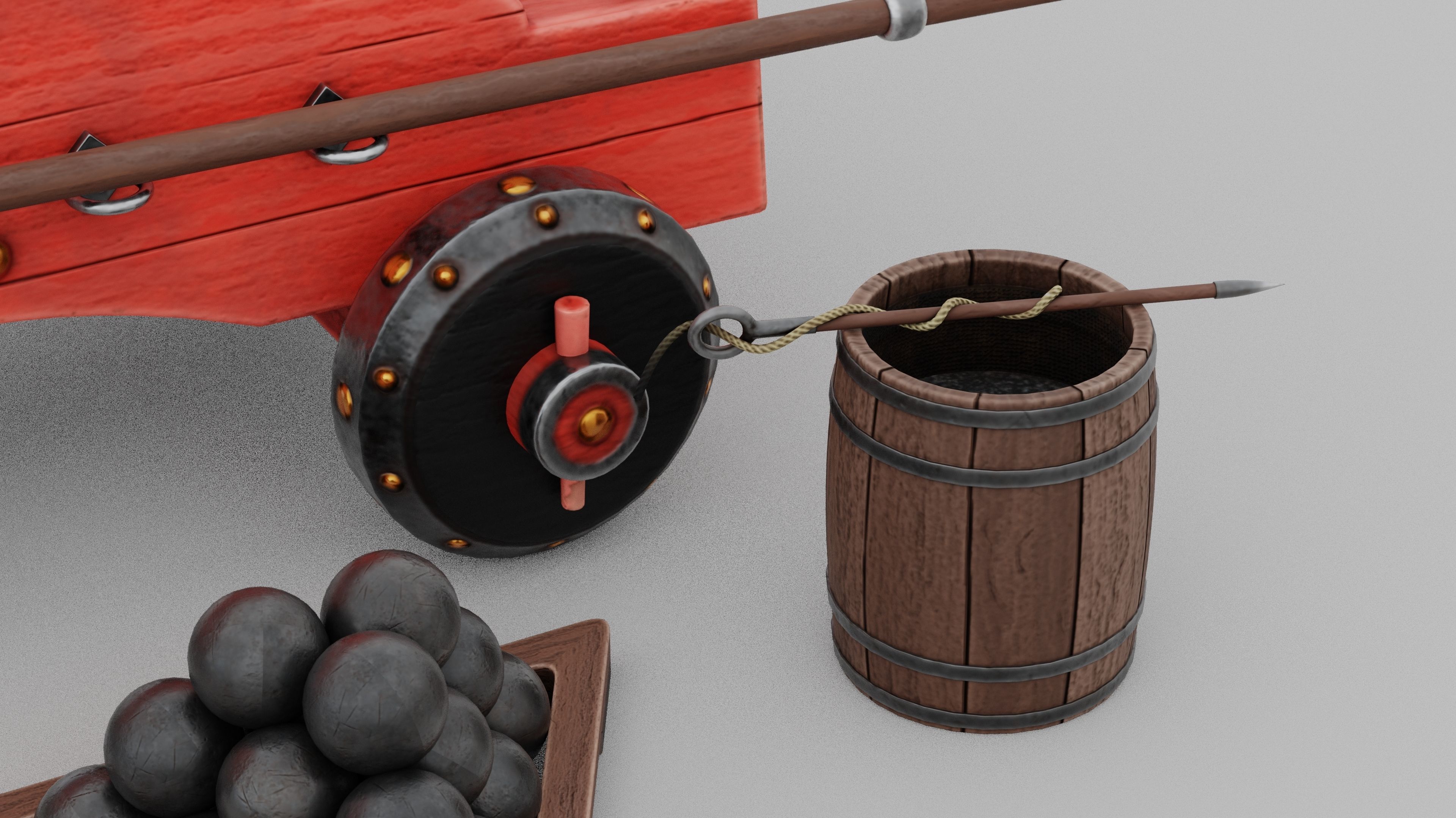 O Kit 01 Cannon Kit 04 of 05 treasure cannon Low-poly 3D model_9