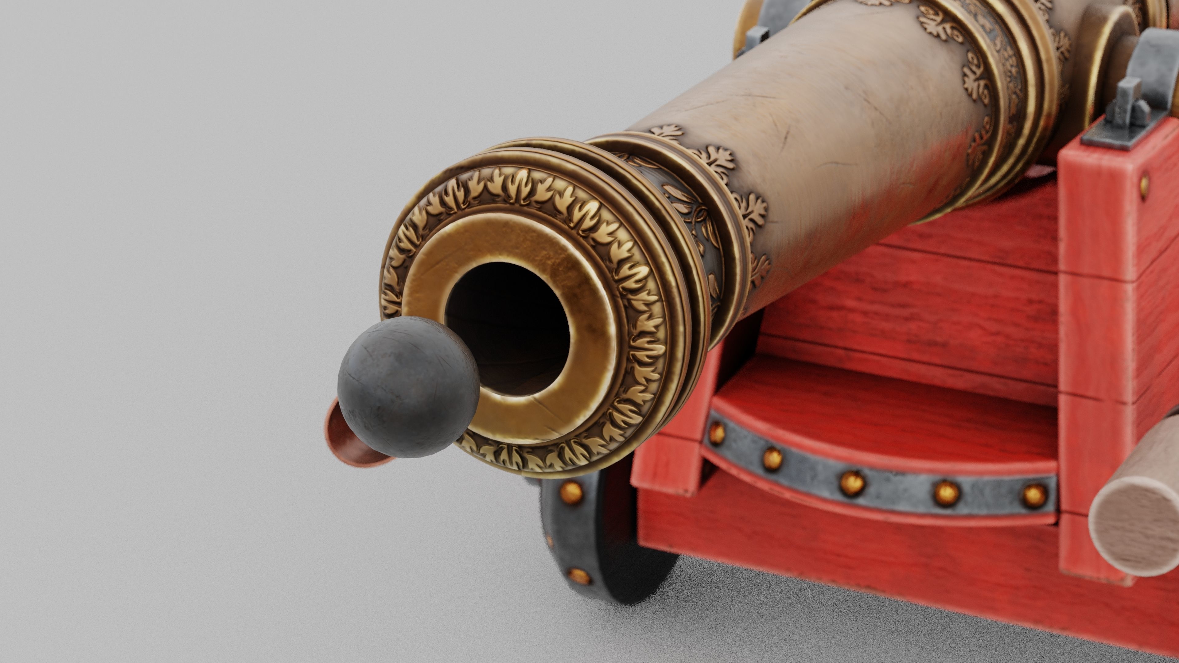 O Kit 01 Cannon Kit 04 of 05 treasure cannon Low-poly 3D model_5