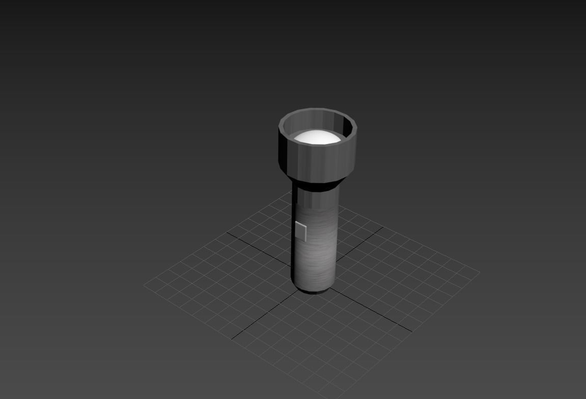 Flashlight light bulb Low-poly 3D model_1