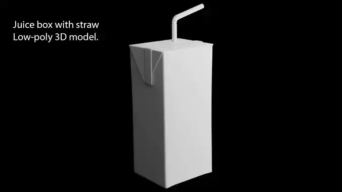 juice box with straw Low-poly