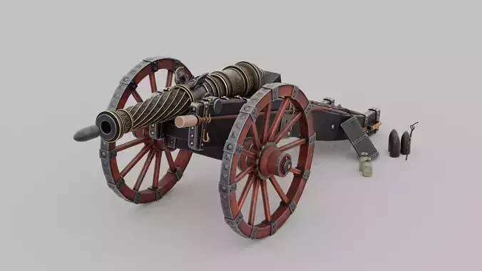 O Kit 01 Cannon Kit 05 of 05 royal imperial cannon Low-poly 3D model