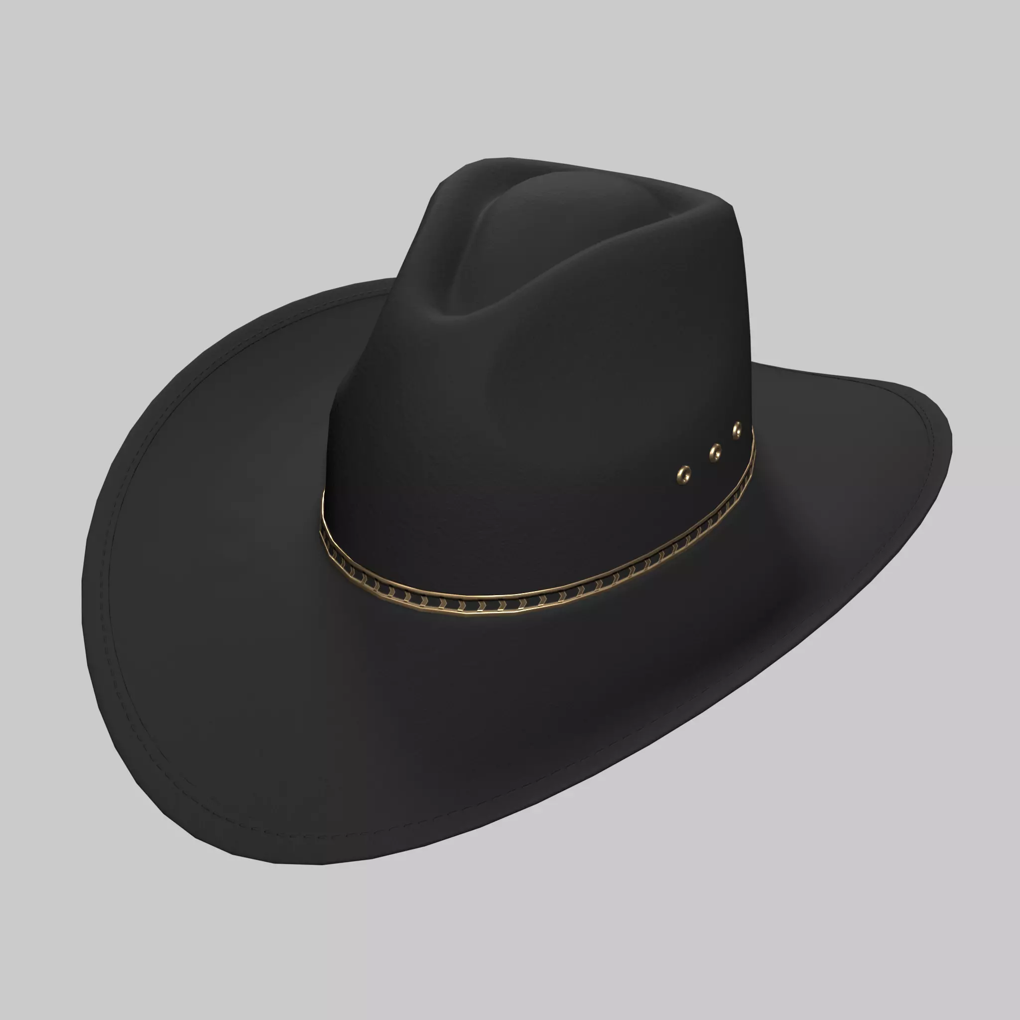 Cowboy Hat Black Low-poly 3D model_0