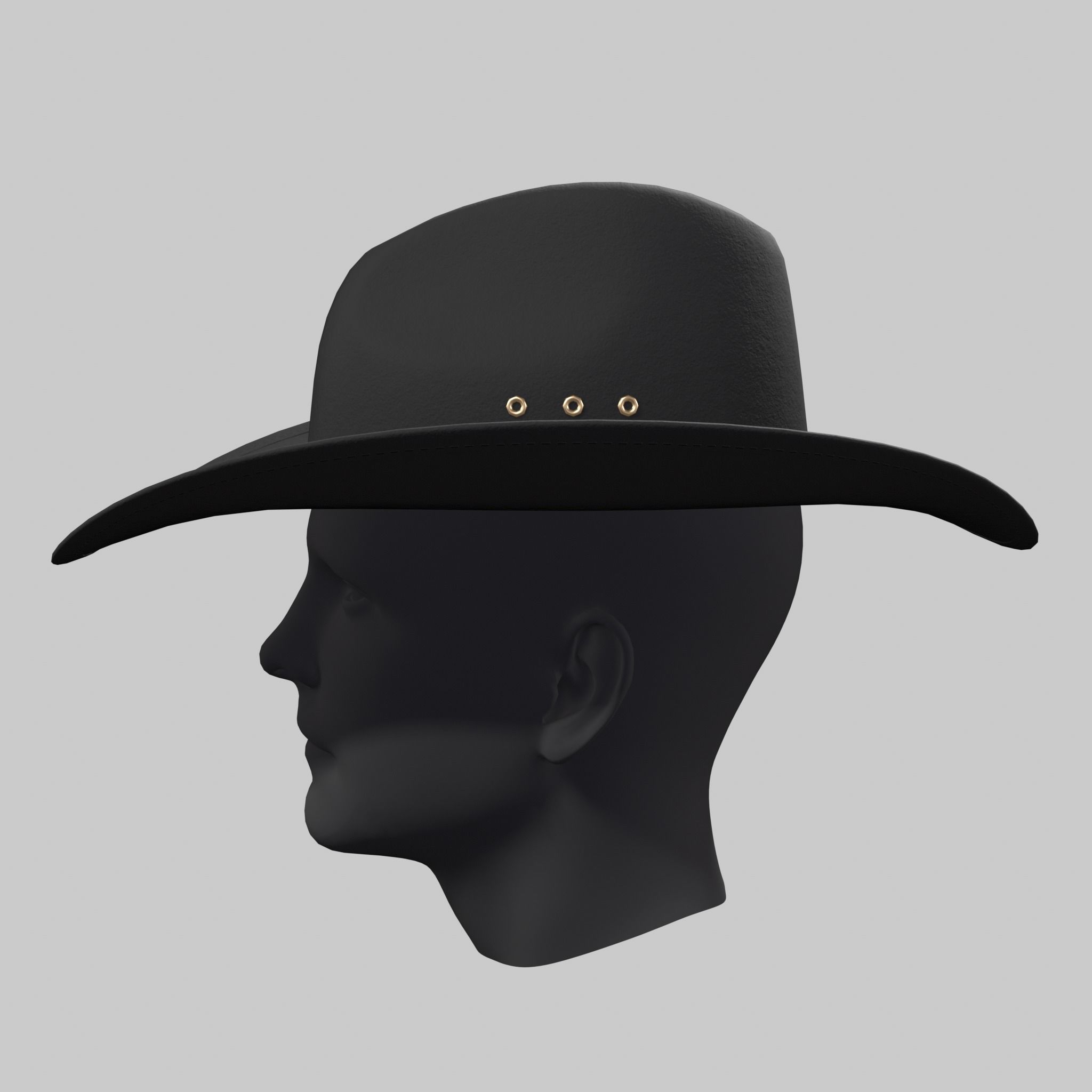 Cowboy Hat Black Low-poly 3D model_4
