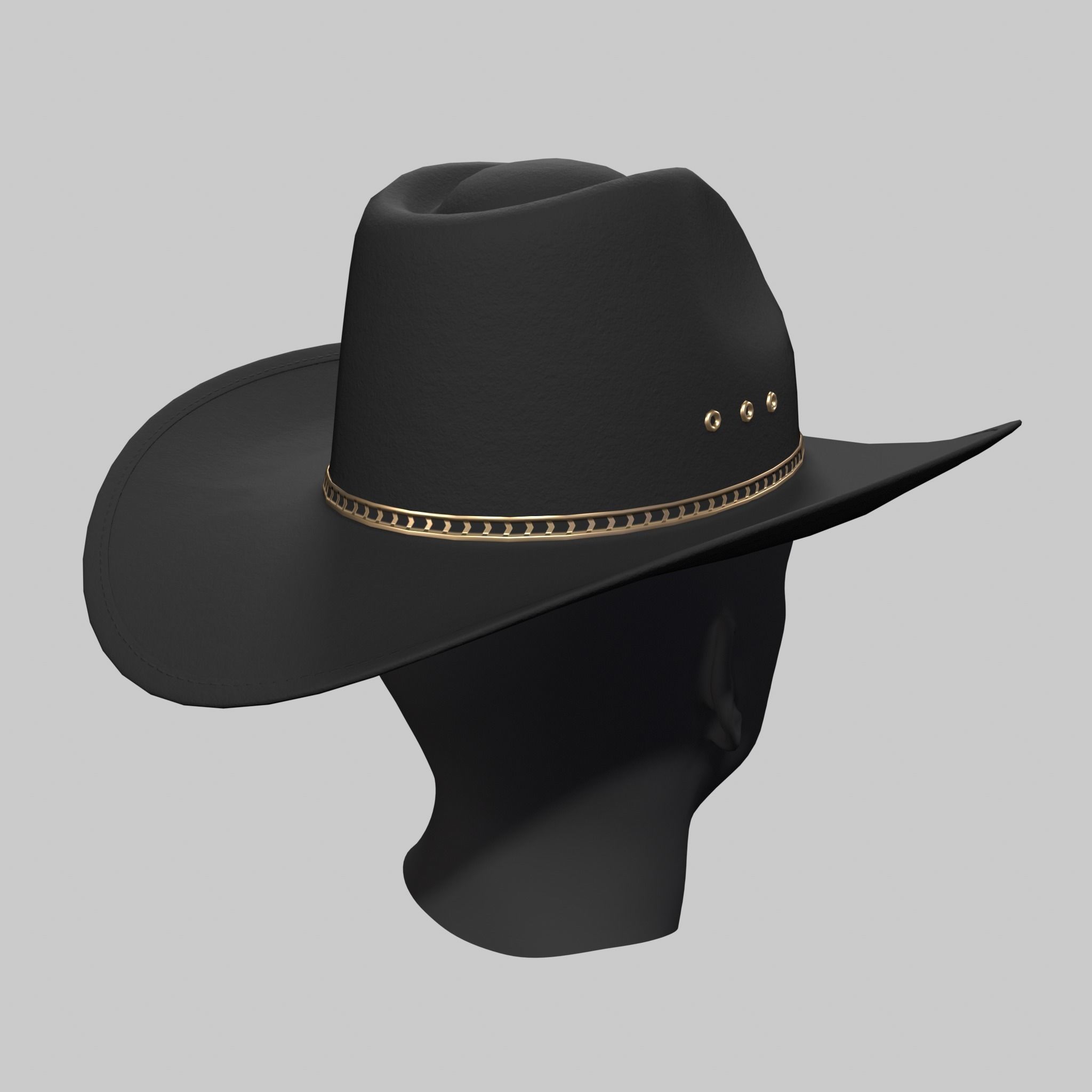 Cowboy Hat Black Low-poly 3D model_5