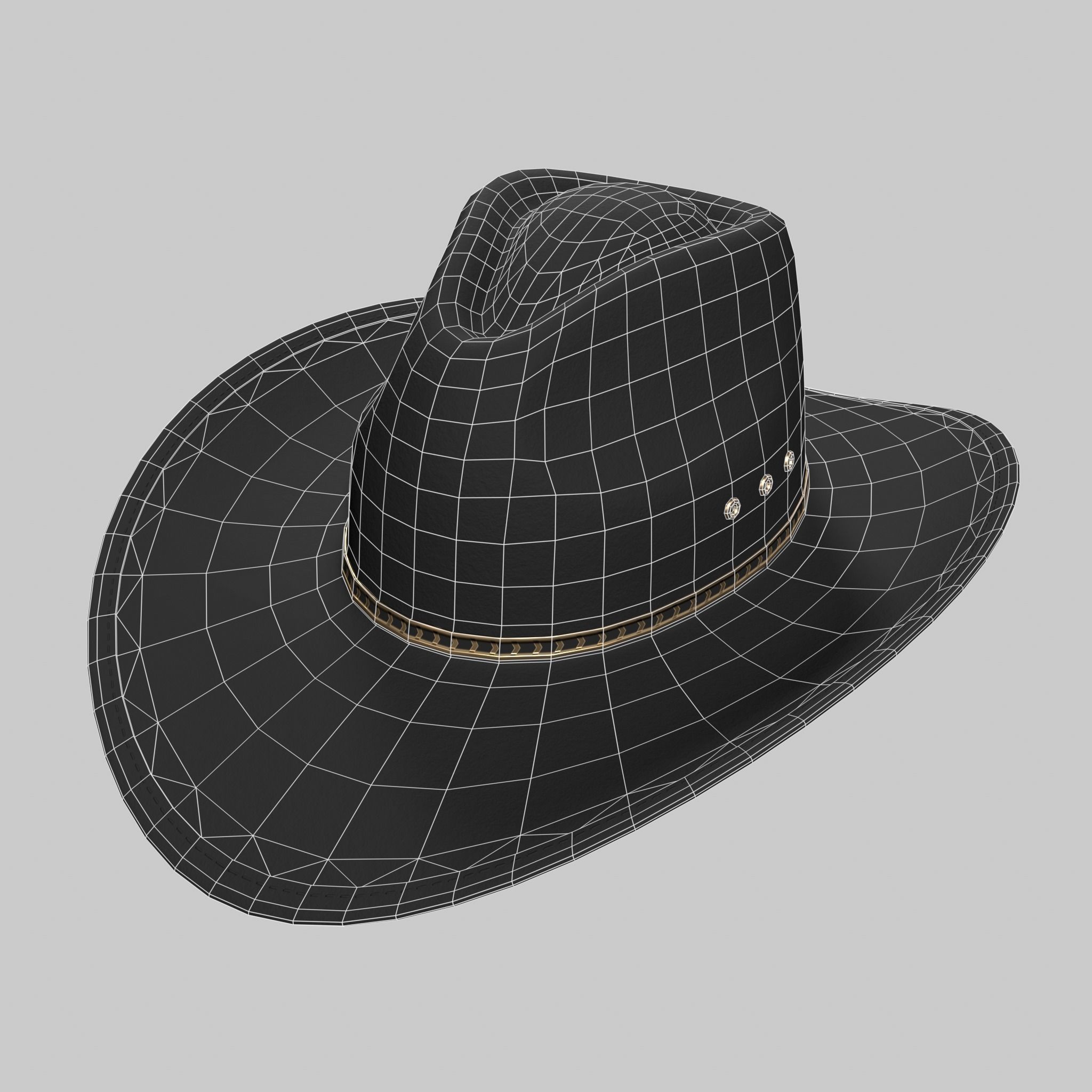 Cowboy Hat Black Low-poly 3D model_6