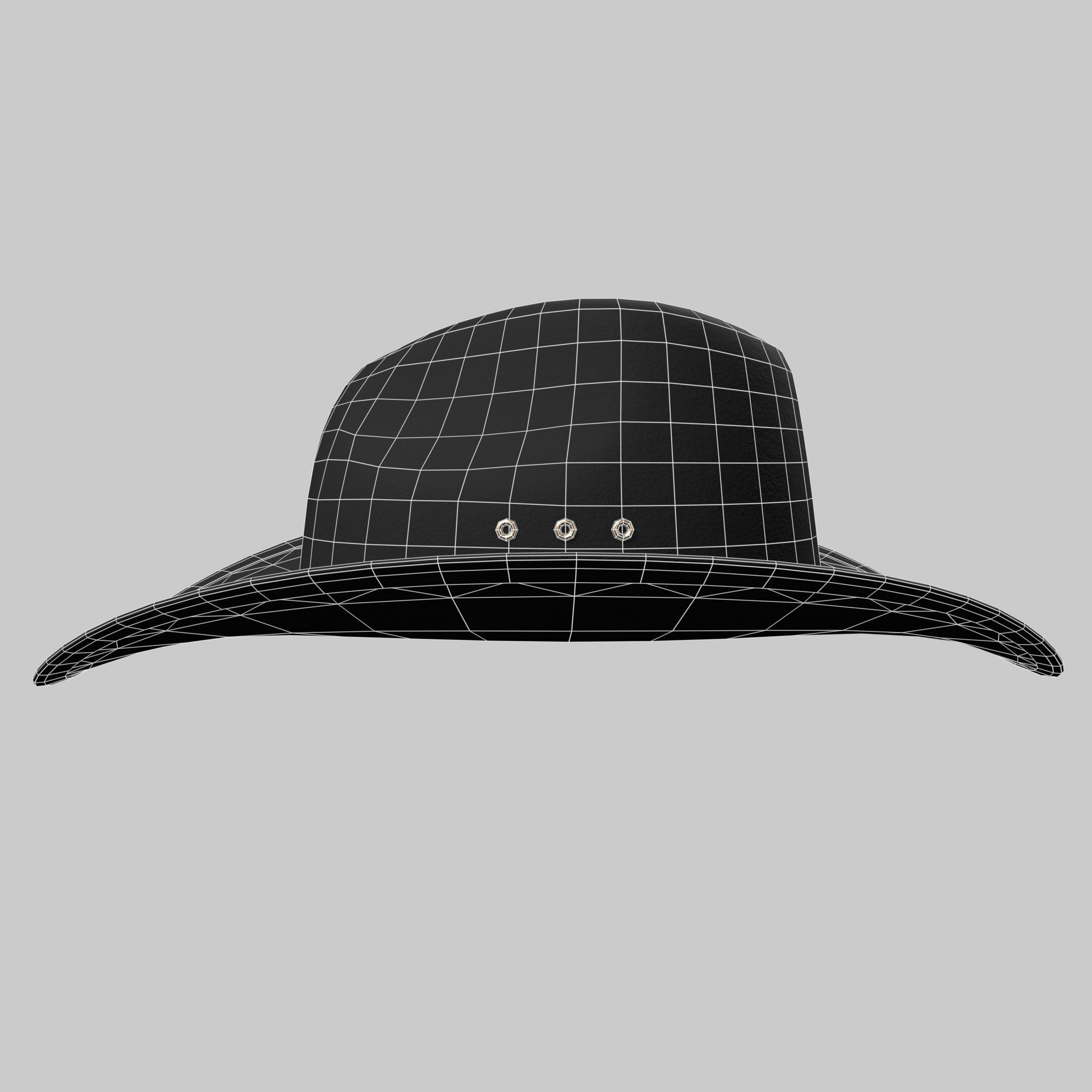 Cowboy Hat Black Low-poly 3D model_10