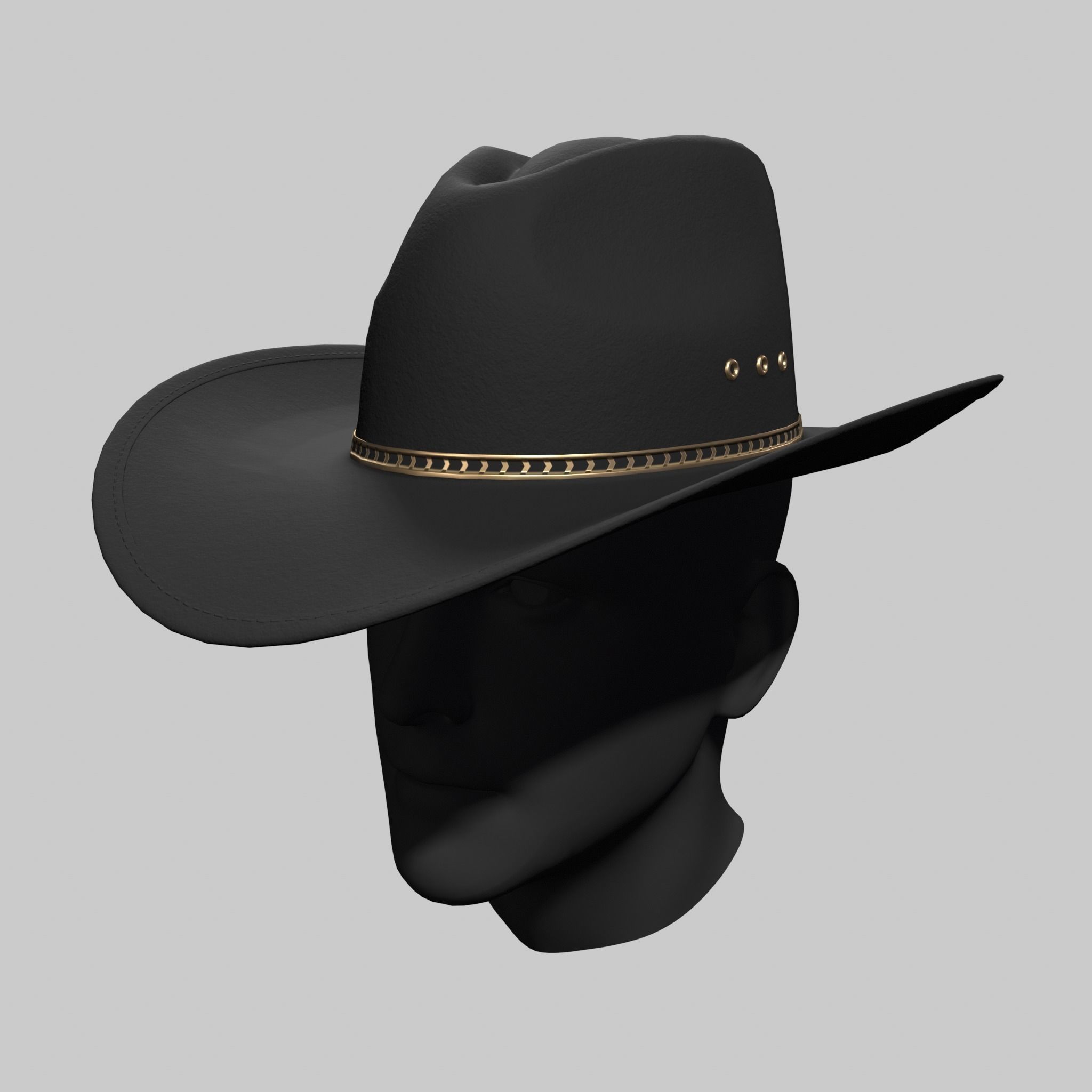 Cowboy Hat Black Low-poly 3D model_3