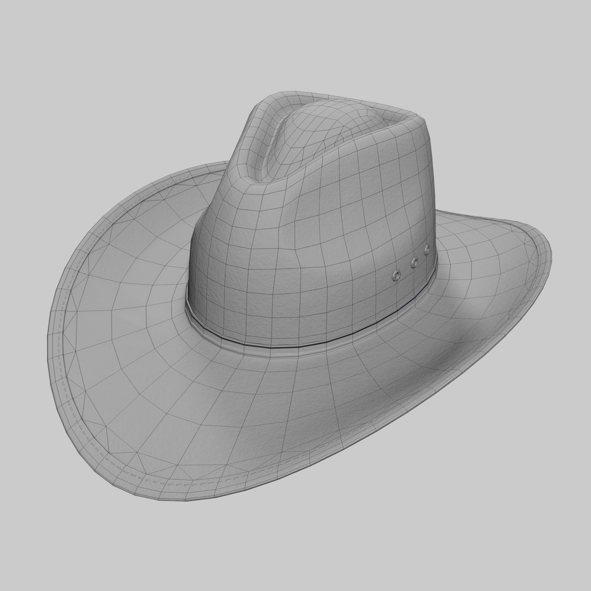Cowboy Hat Black Low-poly 3D model_12