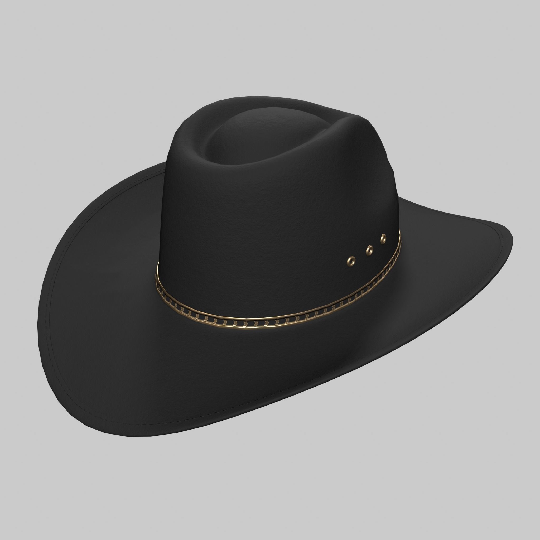 Cowboy Hat Black Low-poly 3D model_7