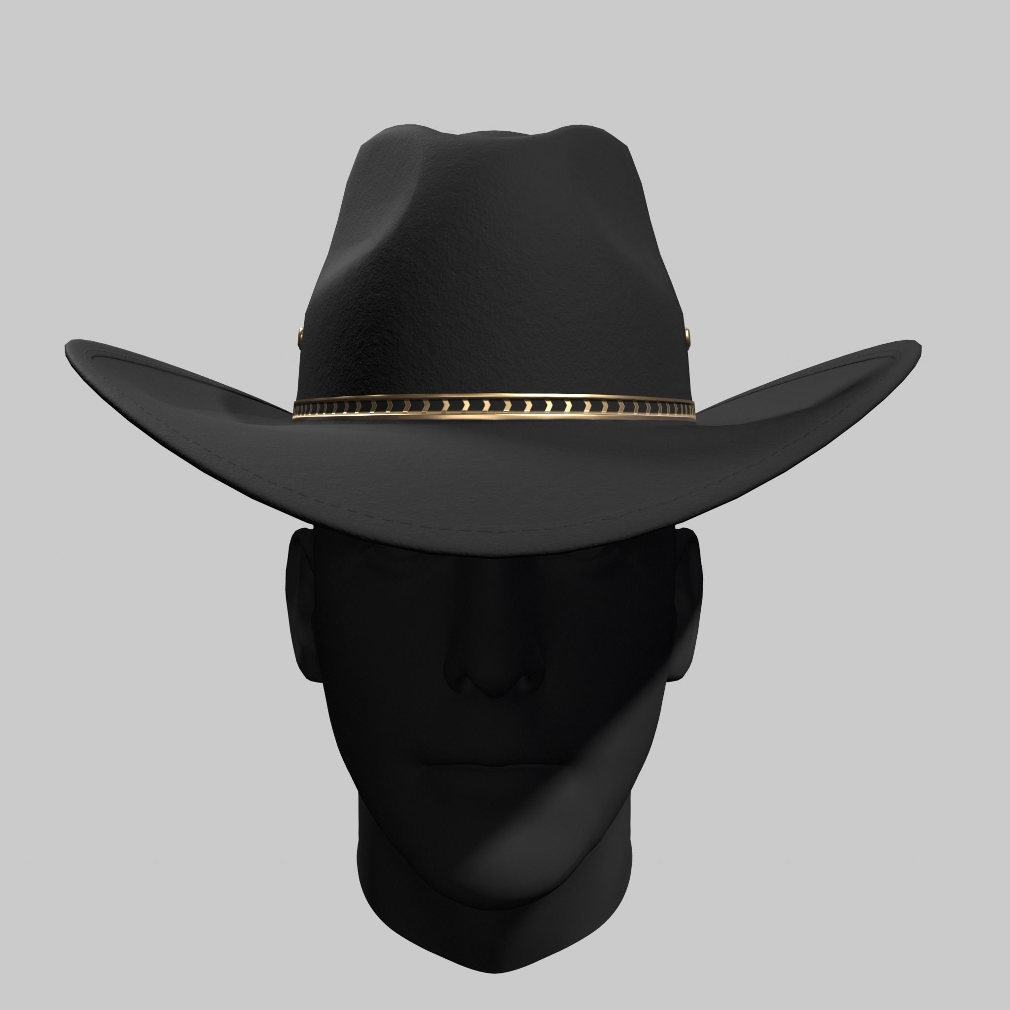 Cowboy Hat Black Low-poly 3D model_2