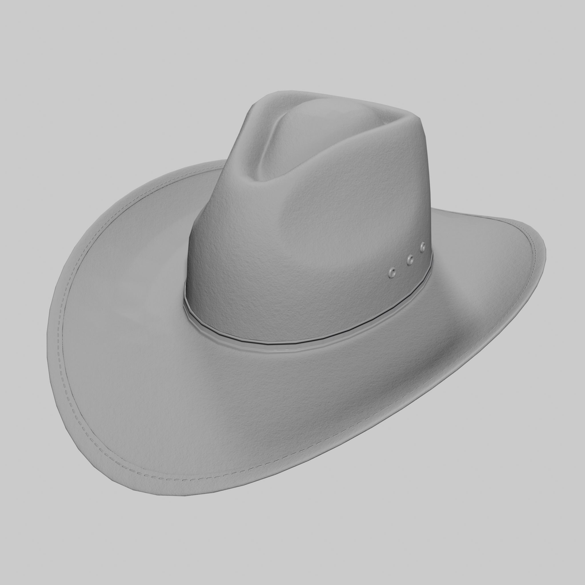 Cowboy Hat Black Low-poly 3D model_11