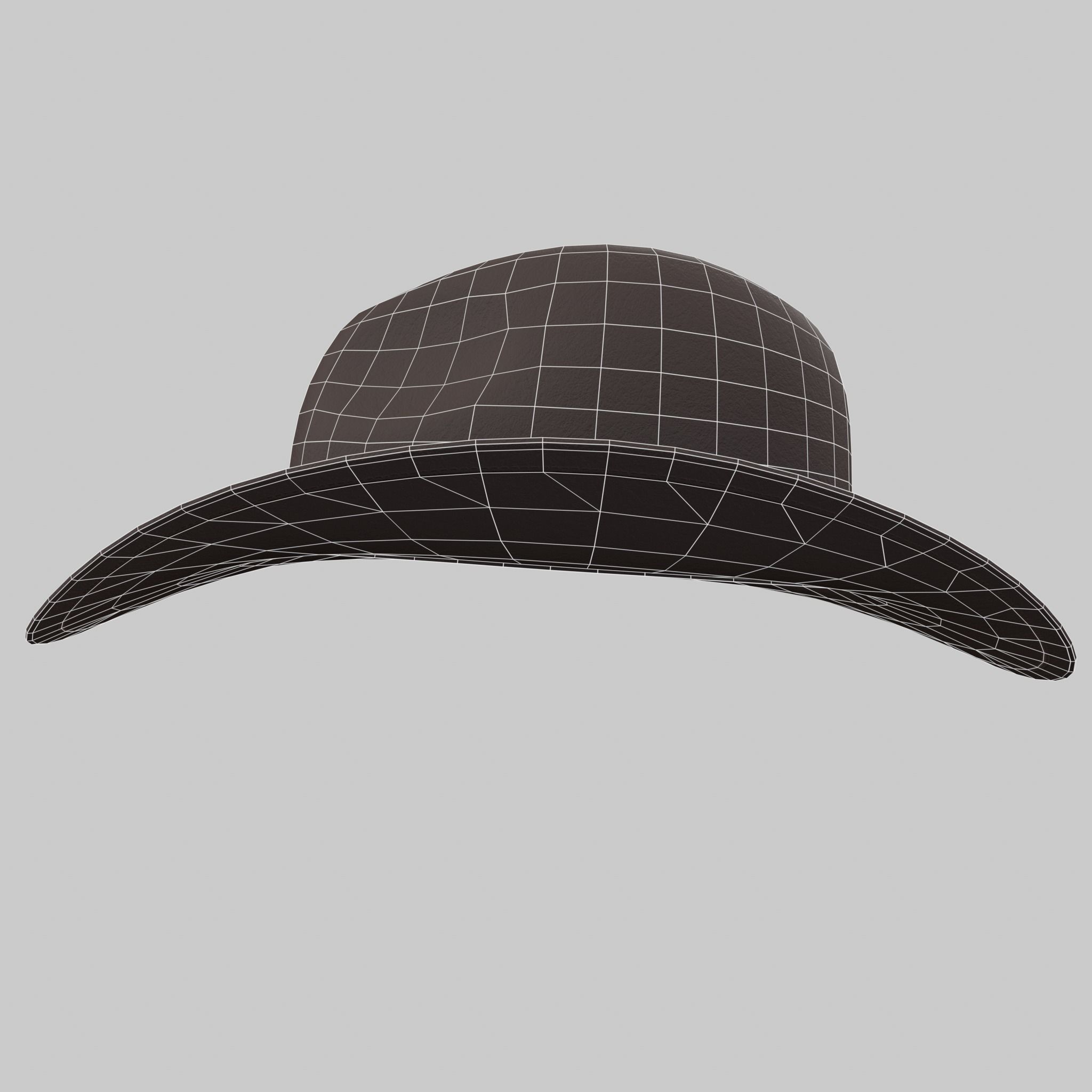 Cowboy Hat Brown Leather Low-poly 3D model_10