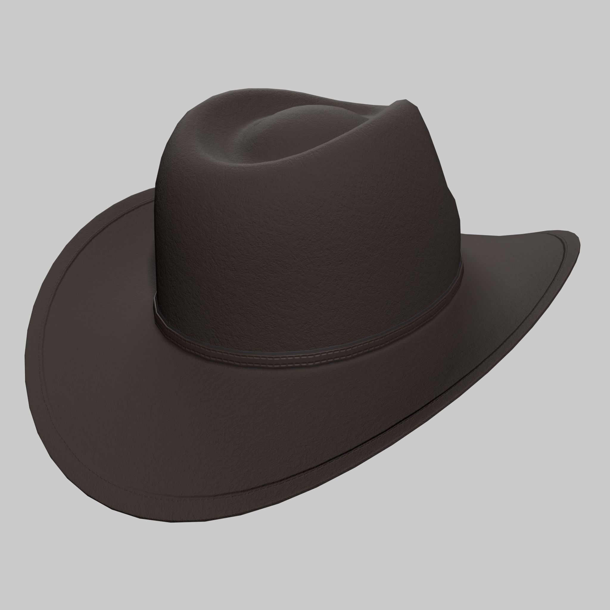 Cowboy Hat Brown Leather Low-poly 3D model_7