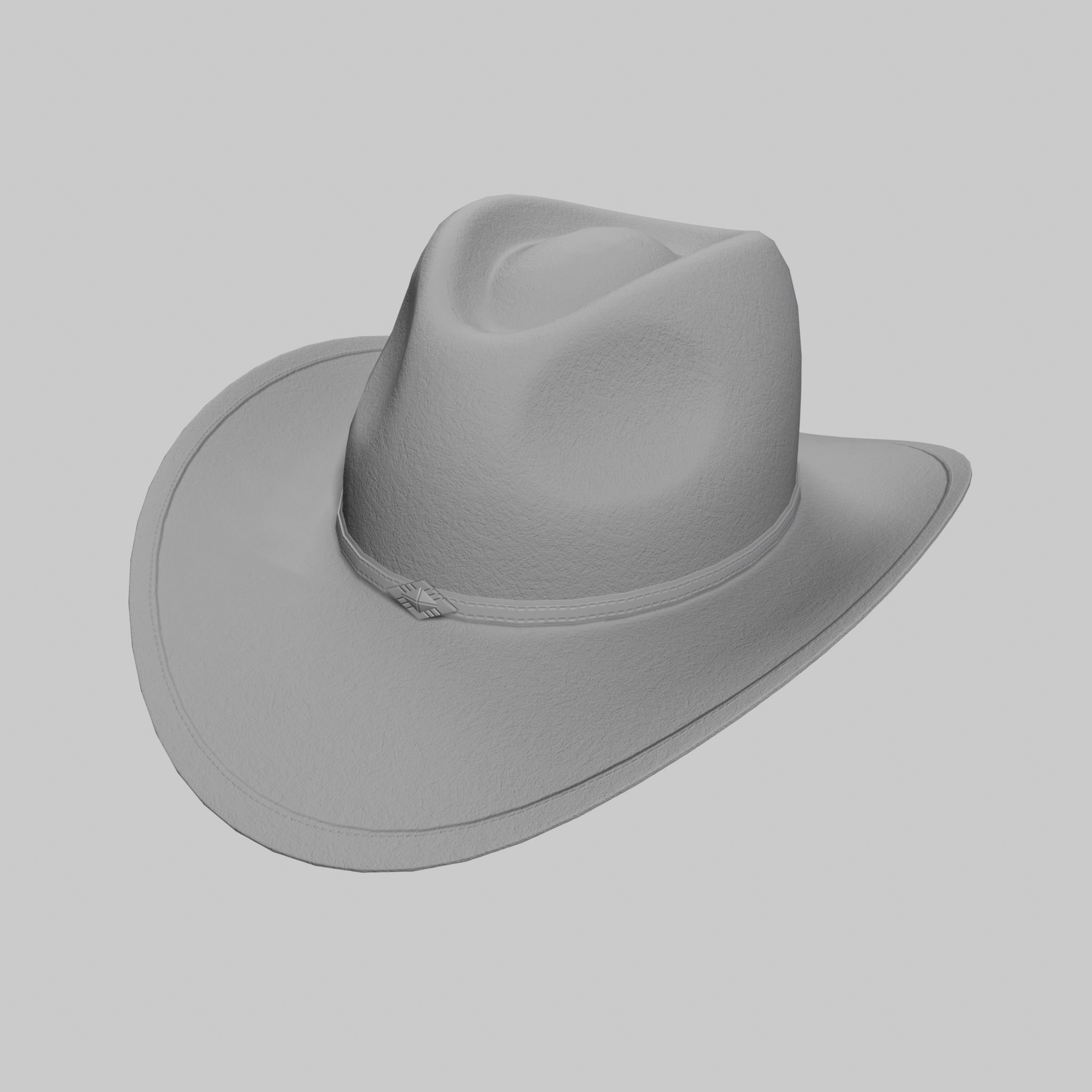 Cowboy Hat Brown Leather Low-poly 3D model_11