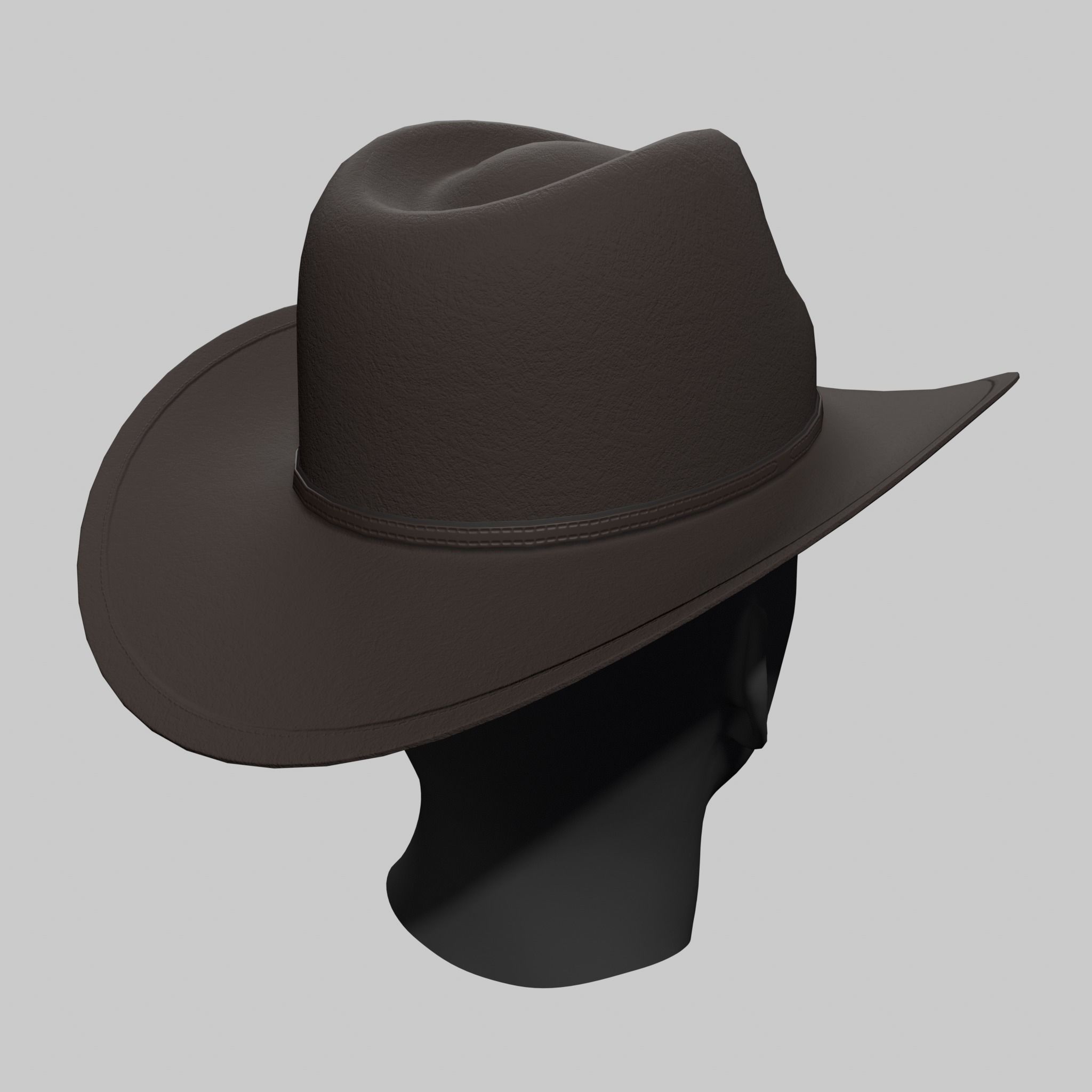 Cowboy Hat Brown Leather Low-poly 3D model_3