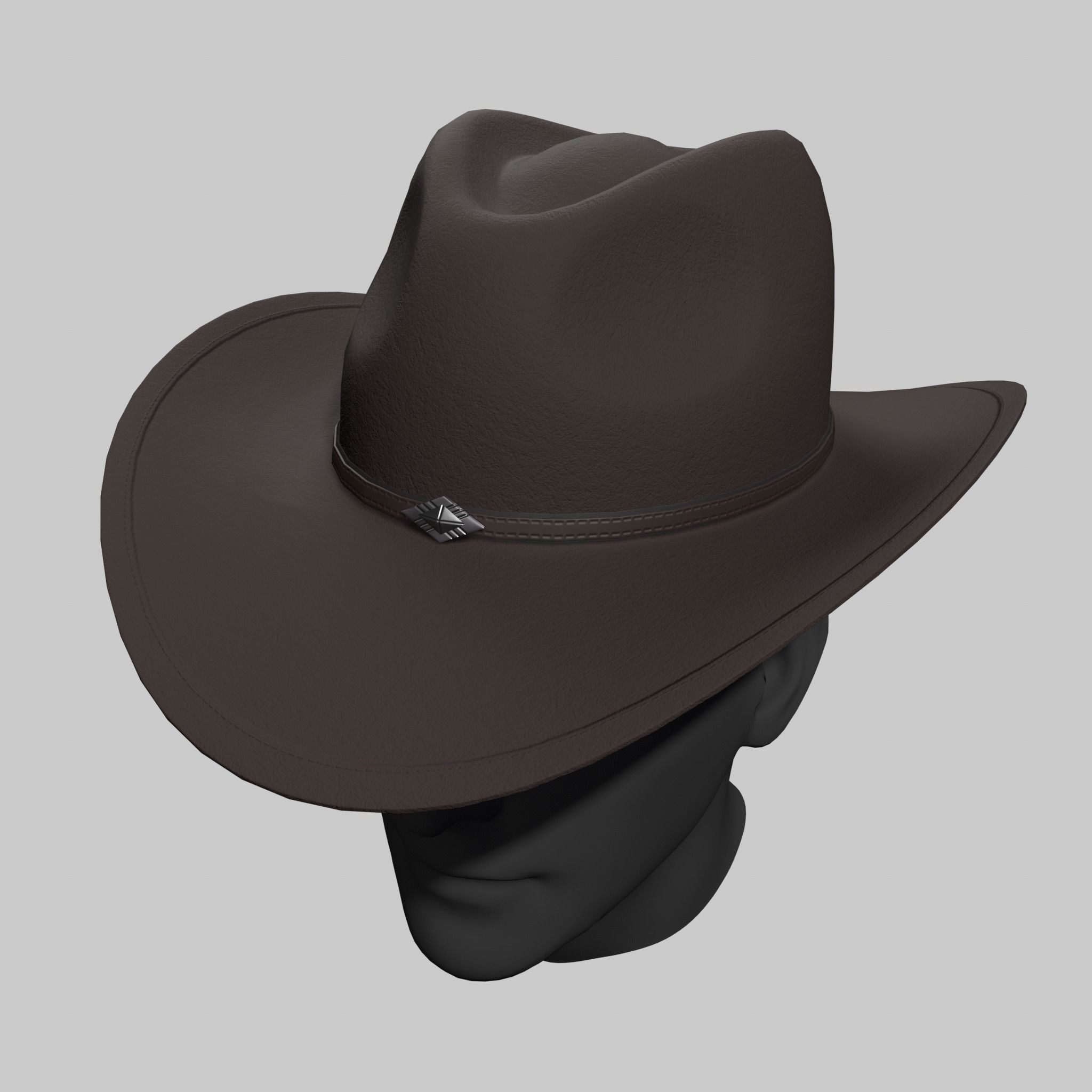 Cowboy Hat Brown Leather Low-poly 3D model_2