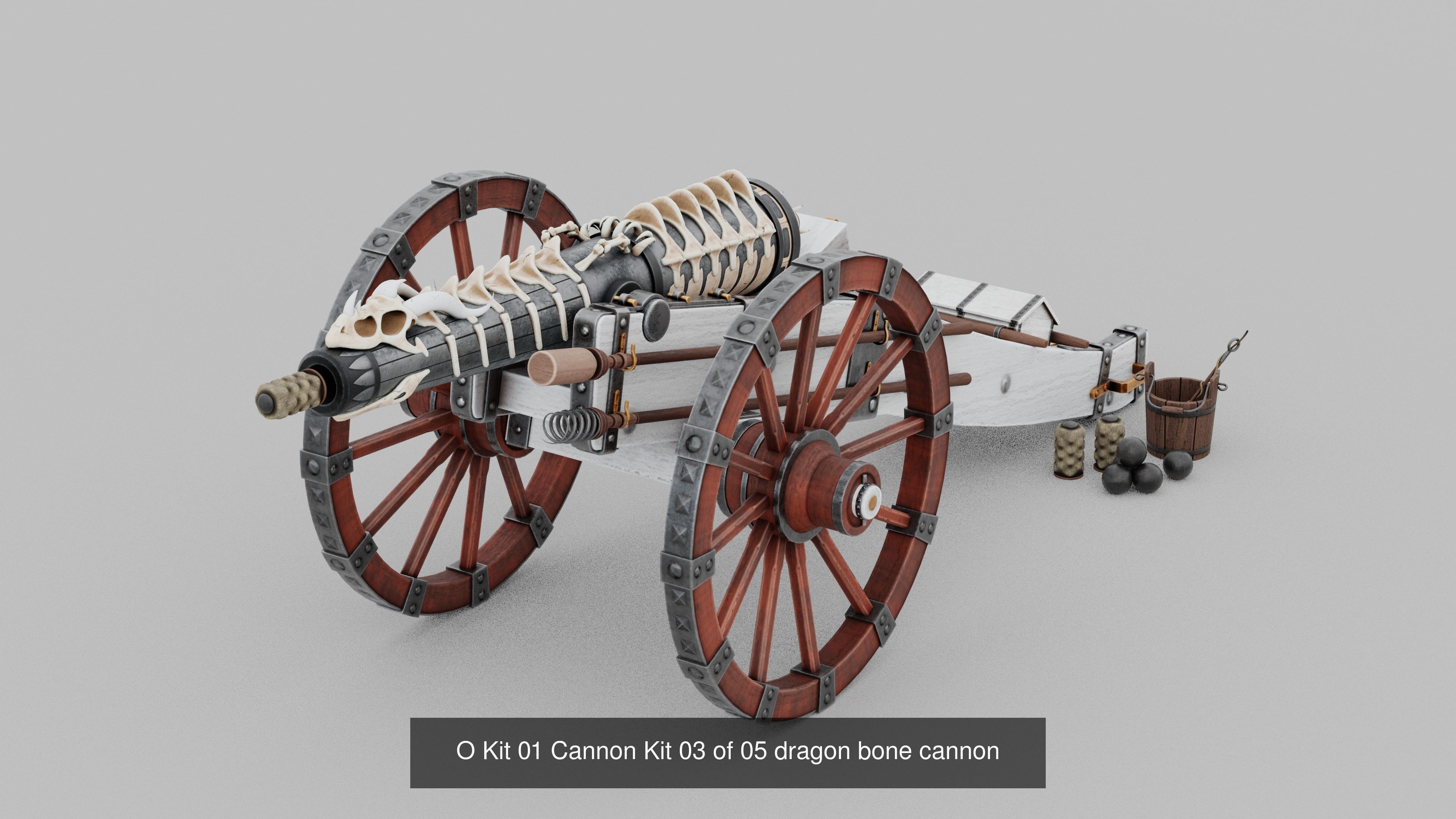O Kit 01 Cannon Kit Field and Navy Gunpowder Cannon Kit 3D Model Collection_4