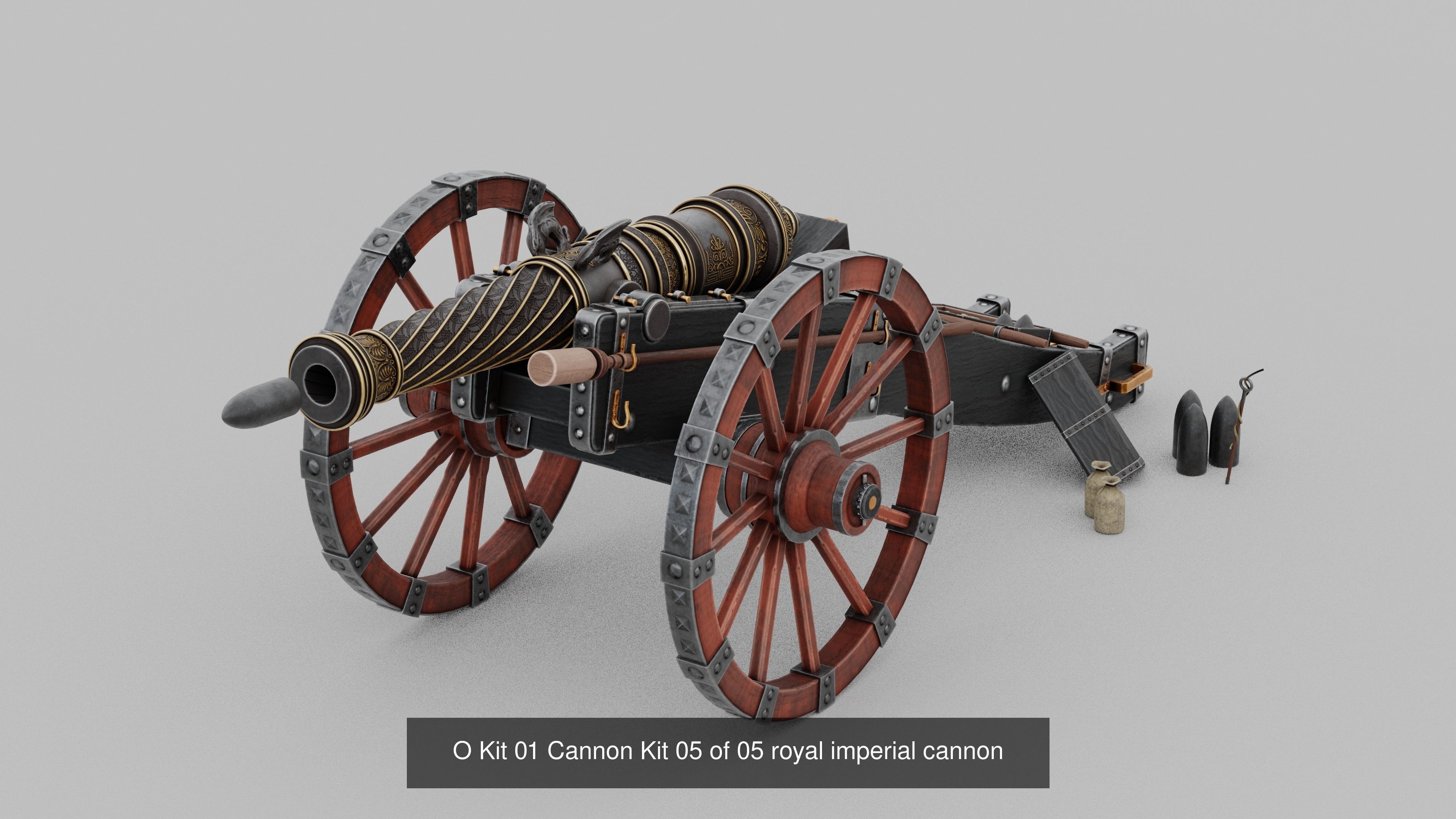 O Kit 01 Cannon Kit Field and Navy Gunpowder Cannon Kit 3D Model Collection_6
