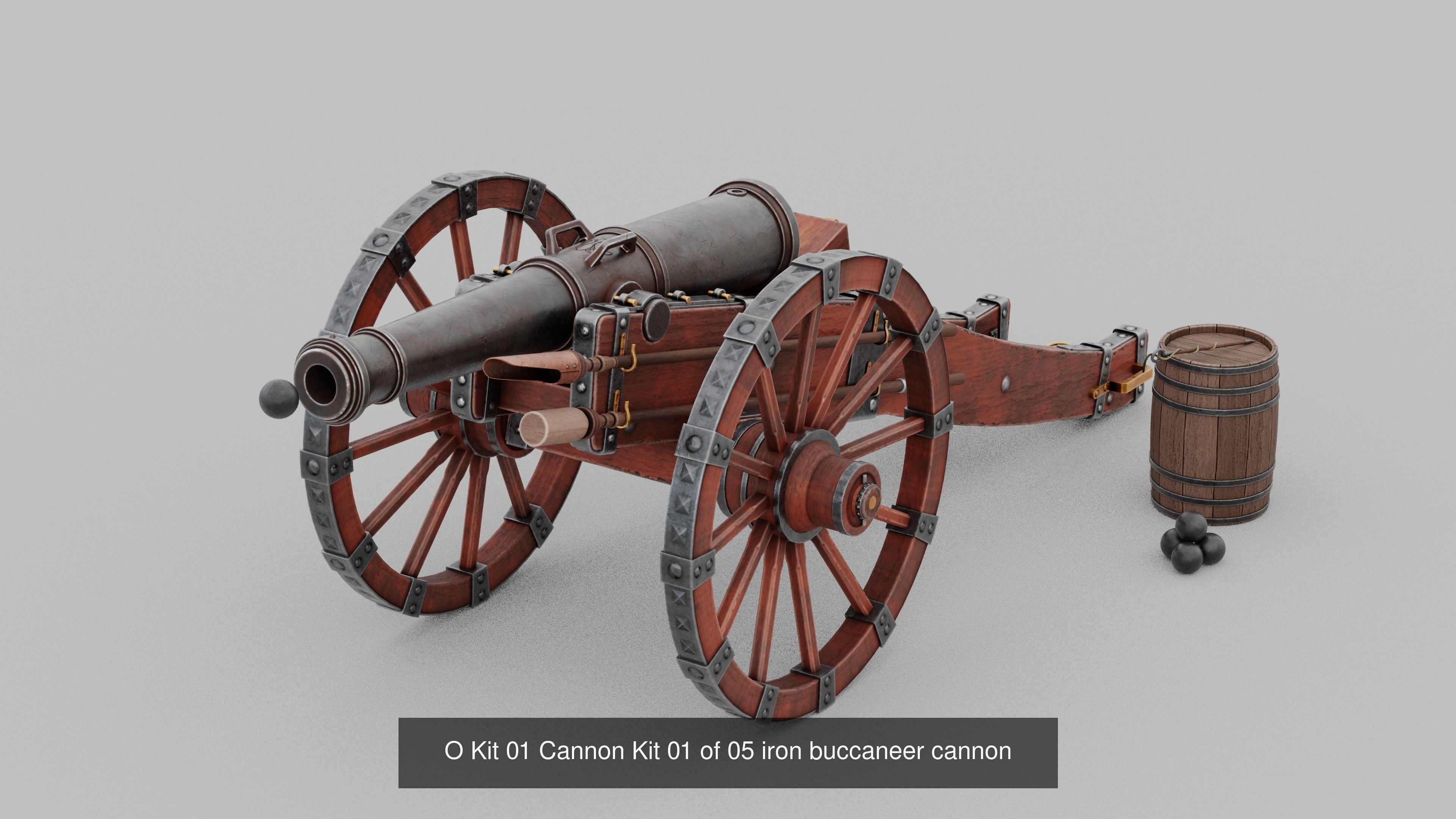 O Kit 01 Cannon Kit Field and Navy Gunpowder Cannon Kit 3D Model Collection_2