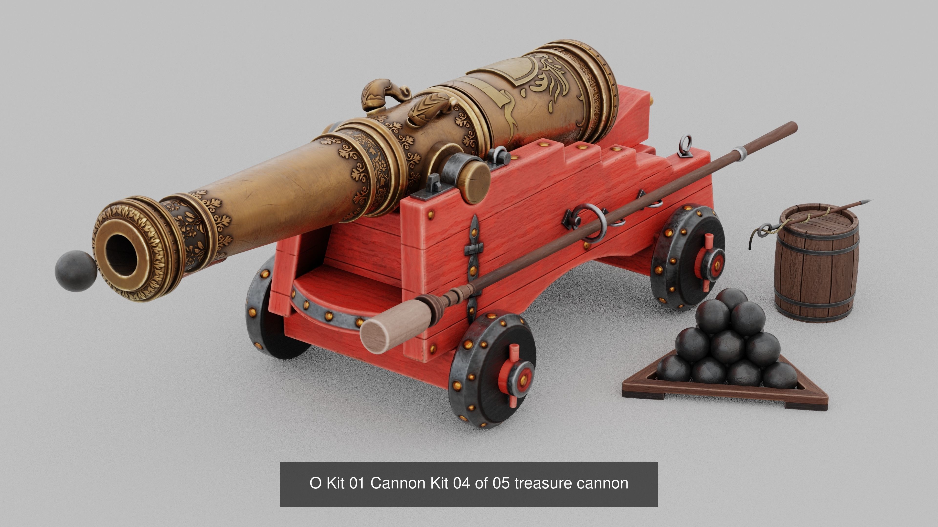 O Kit 01 Cannon Kit Field and Navy Gunpowder Cannon Kit 3D Model Collection_5