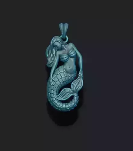 Mermaid pendant basrelief 3D print model